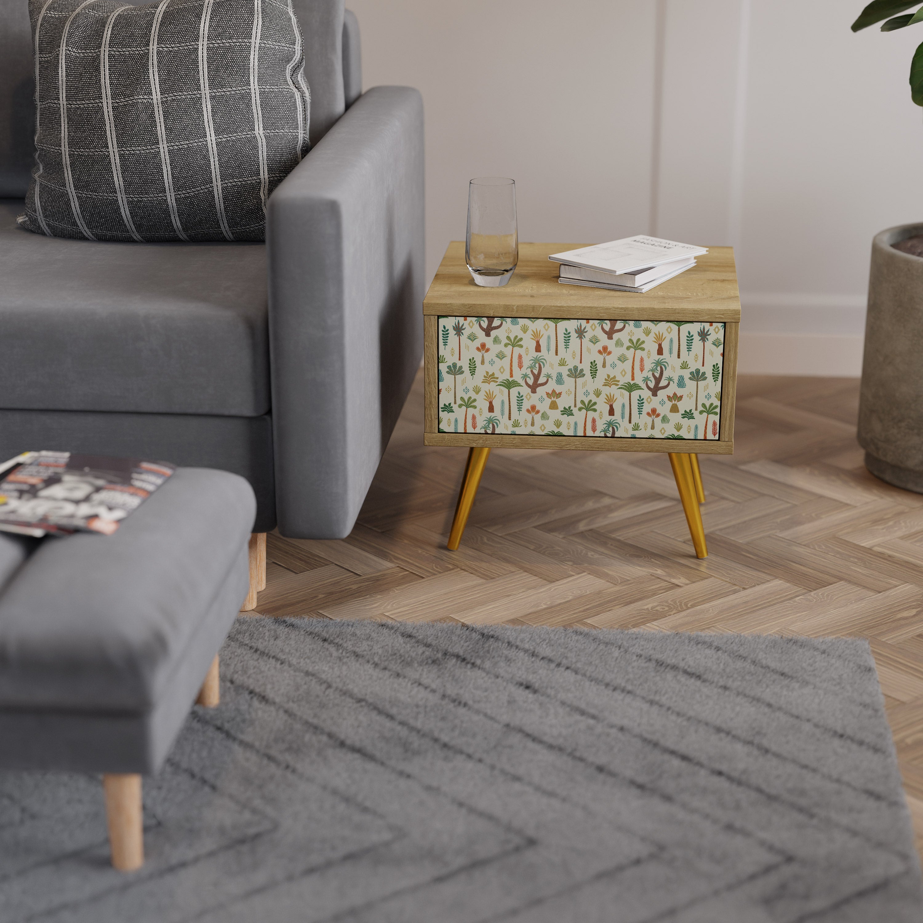 PALM SPRING Nachttisch in Eichenoptik
