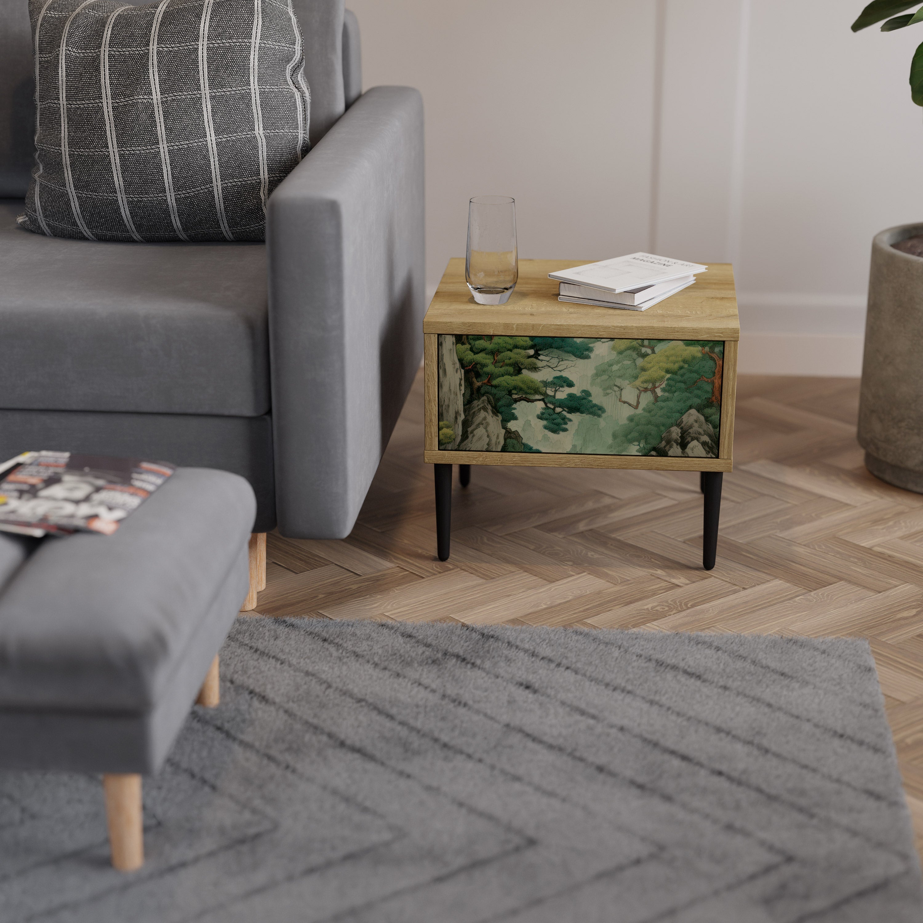 VERDURE ABYSS Nachttisch in Eichenoptik