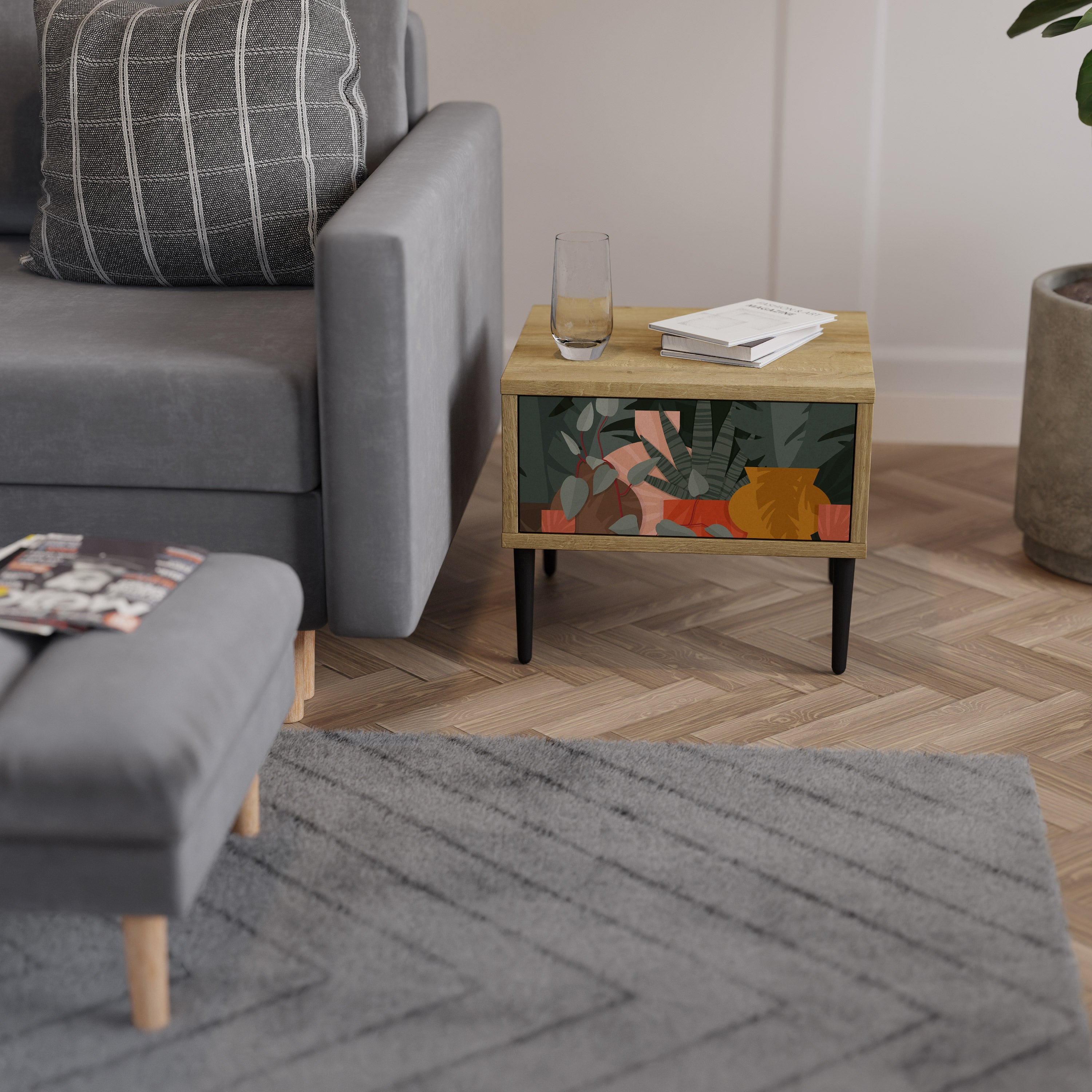 TROPICAL COMPOSITION Nachttisch in Eichenoptik