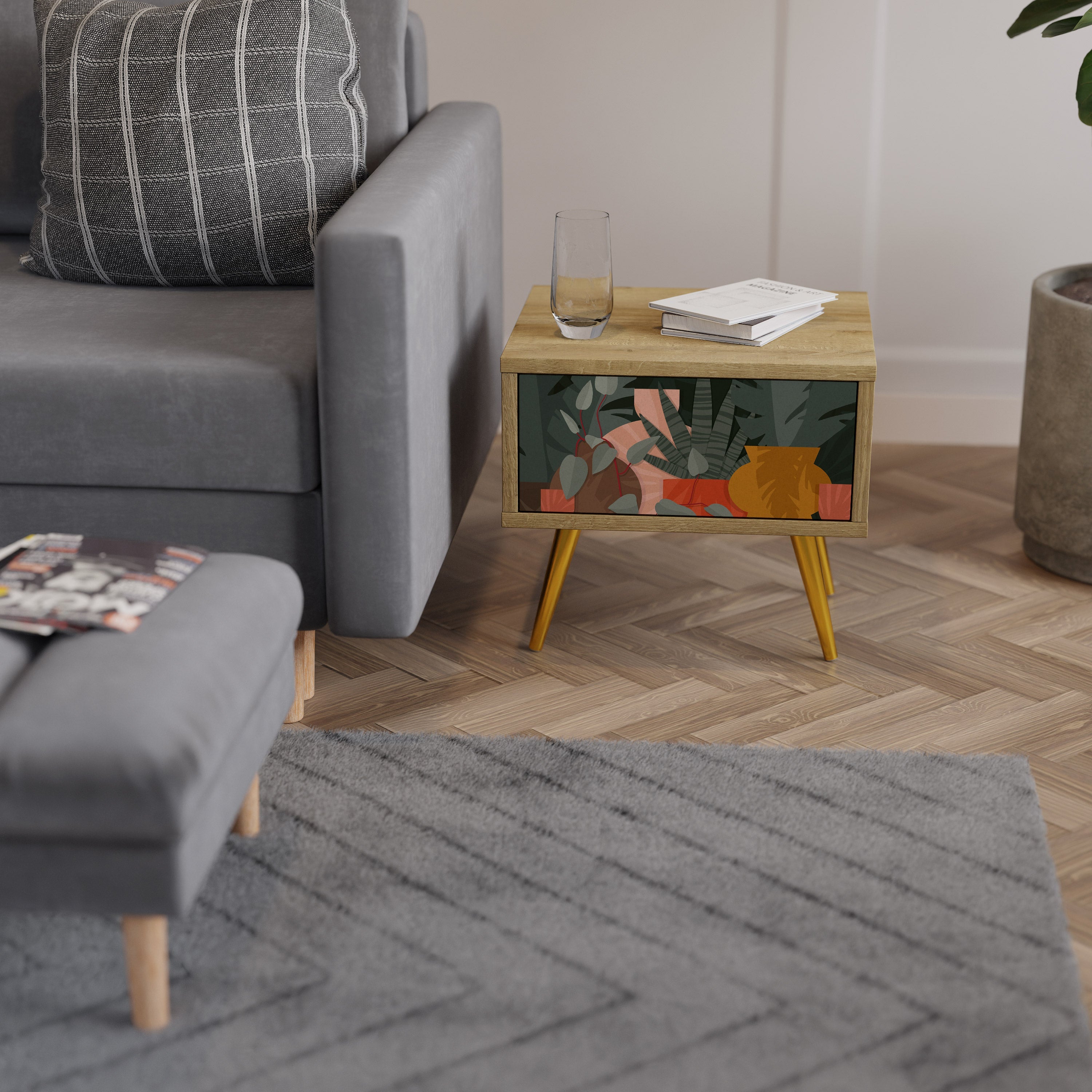 TROPICAL COMPOSITION Nachttisch in Eichenoptik