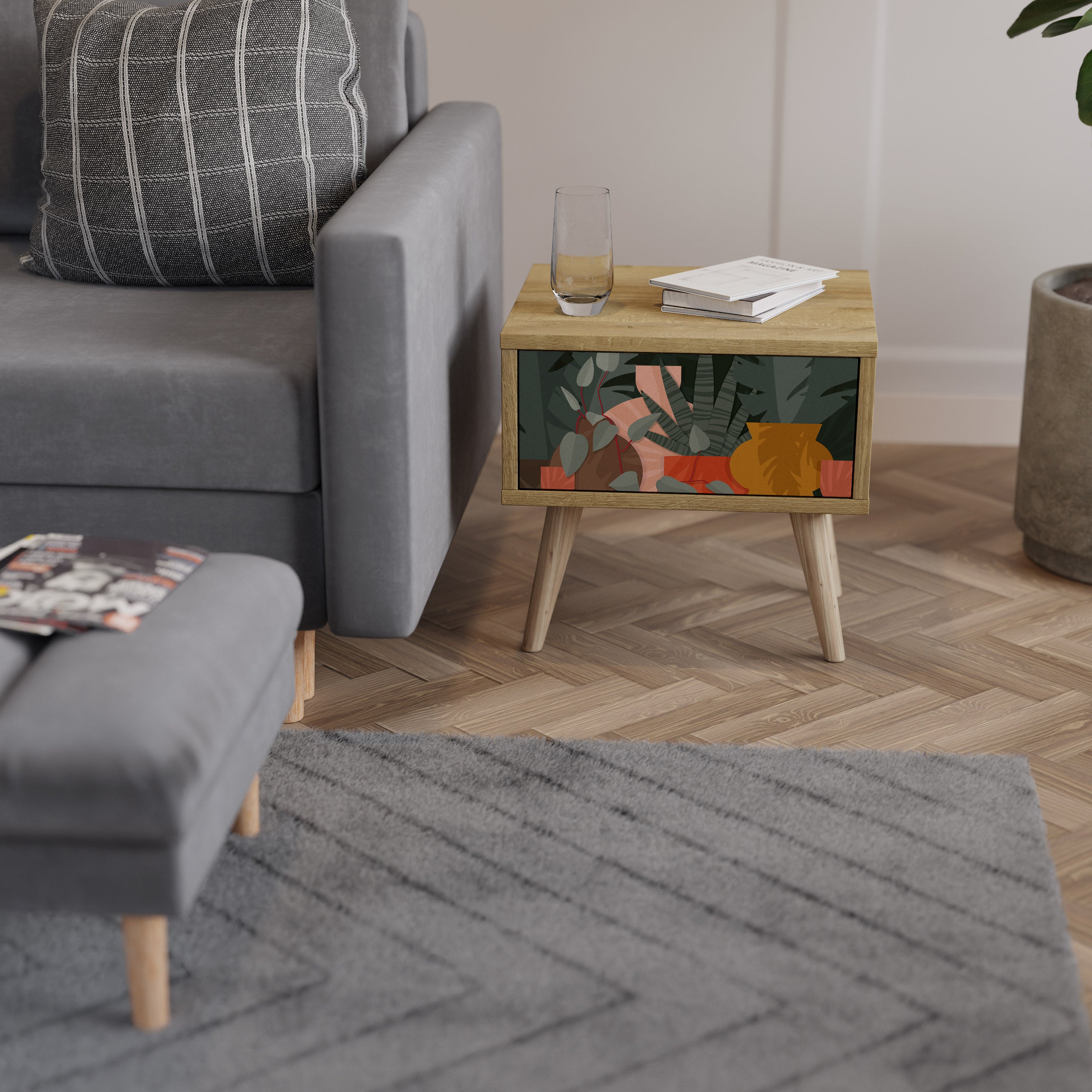 TROPICAL COMPOSITION Nachttisch in Eichenoptik