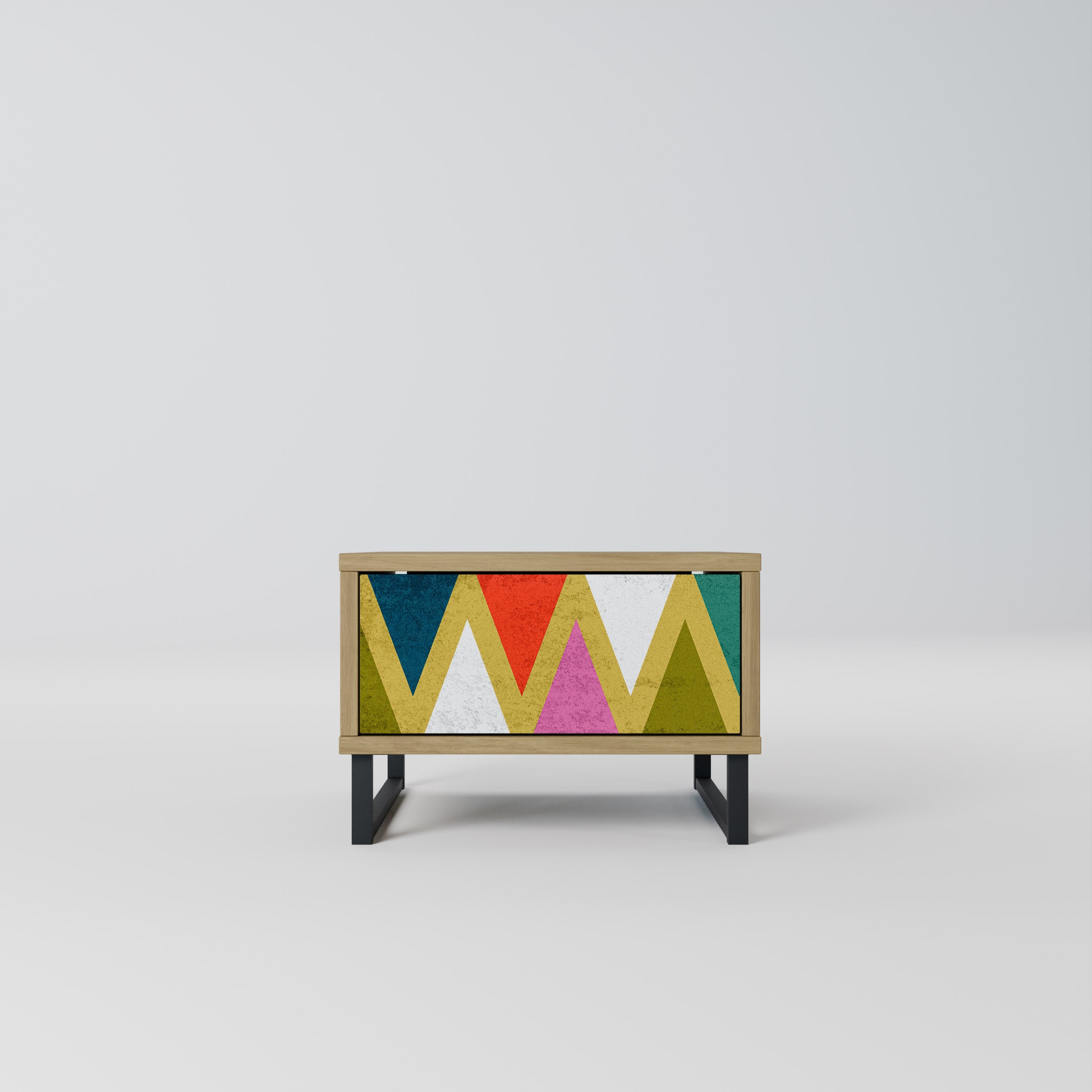 COLORFUL TRIANGLES Nachttisch in Eichenoptik