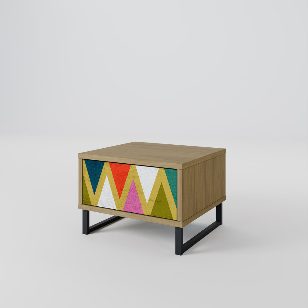 COLORFUL TRIANGLES Nachttisch in Eichenoptik