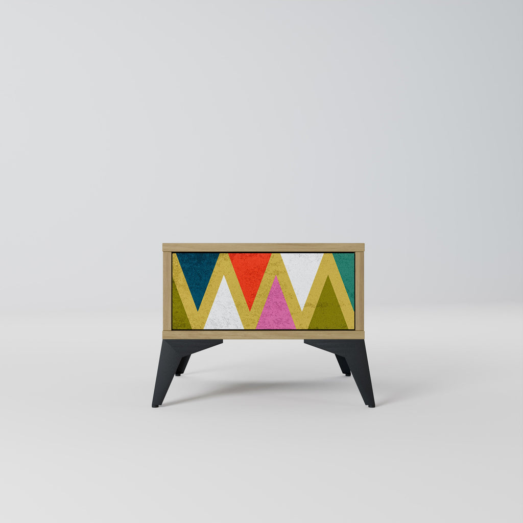COLORFUL TRIANGLES Nachttisch in Eichenoptik