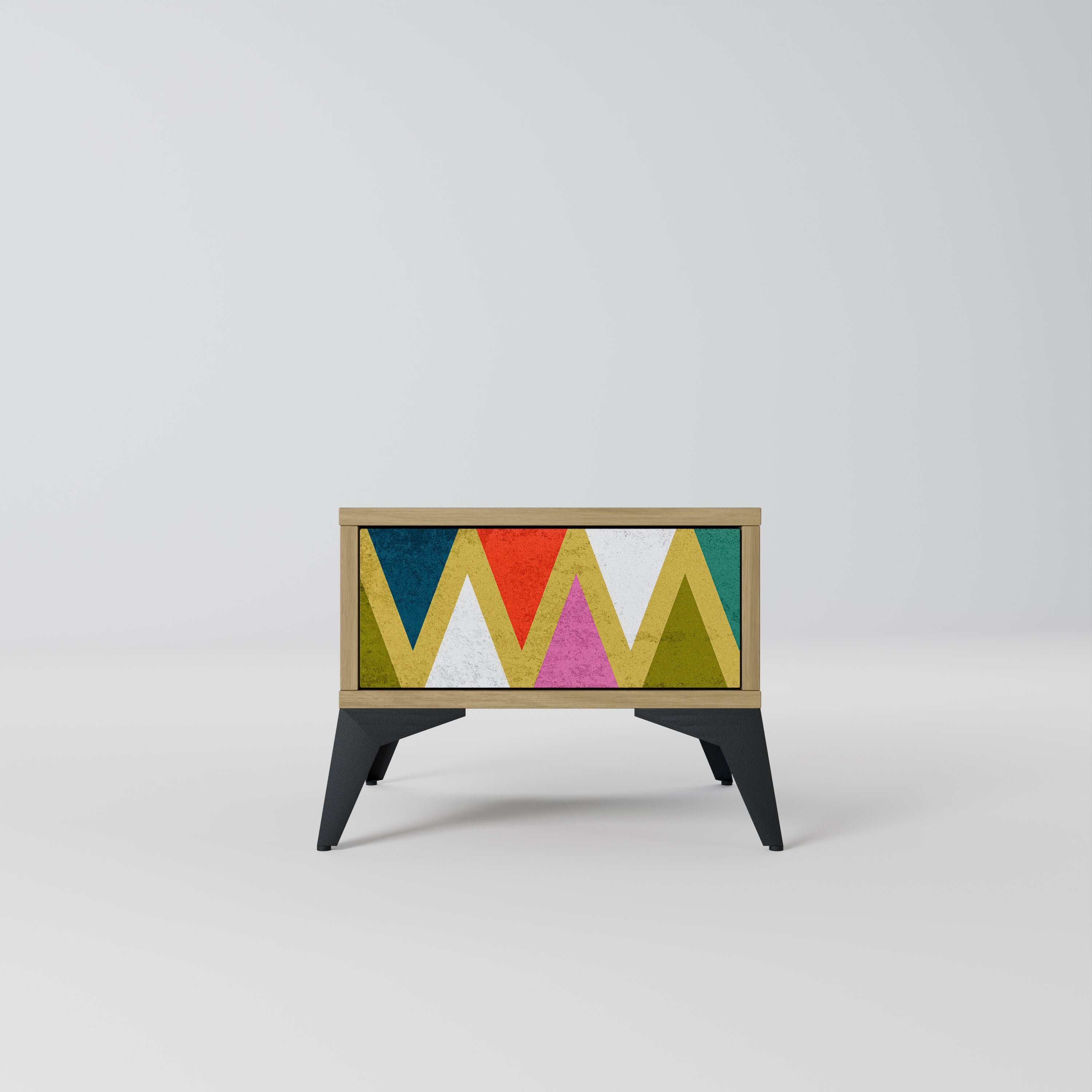 COLORFUL TRIANGLES Nachttisch in Eichenoptik