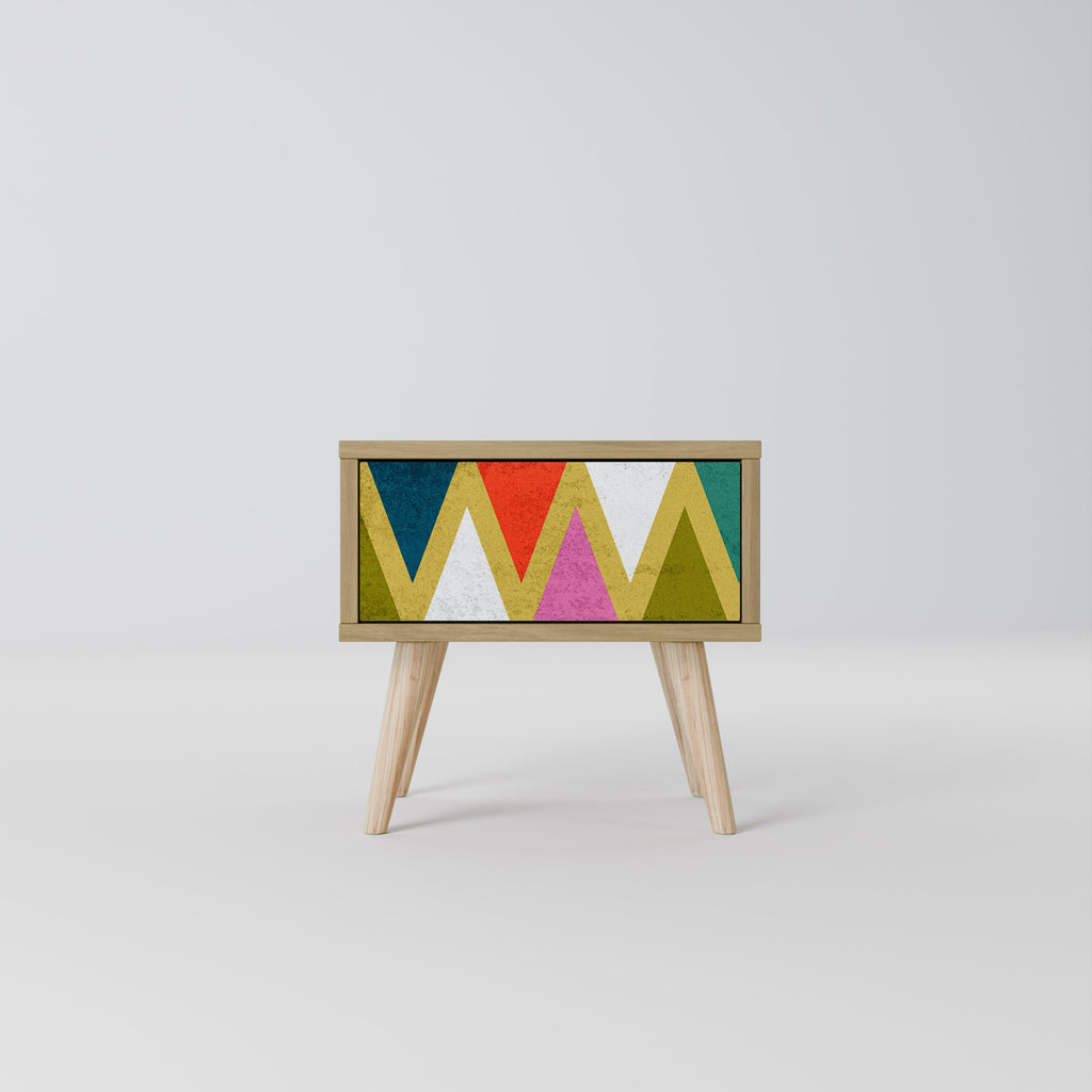 COLORFUL TRIANGLES Nachttisch in Eichenoptik