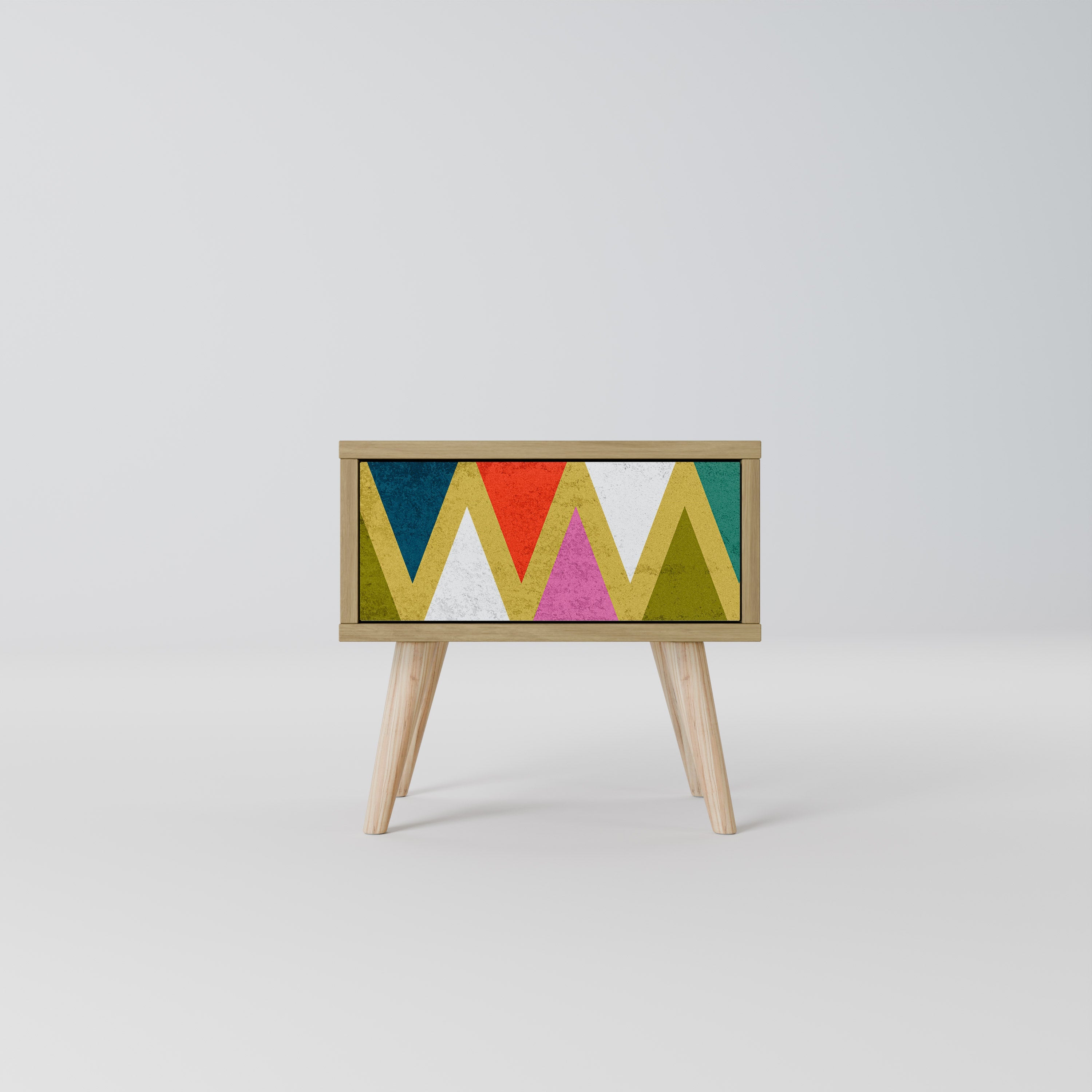 COLORFUL TRIANGLES Nachttisch in Eichenoptik