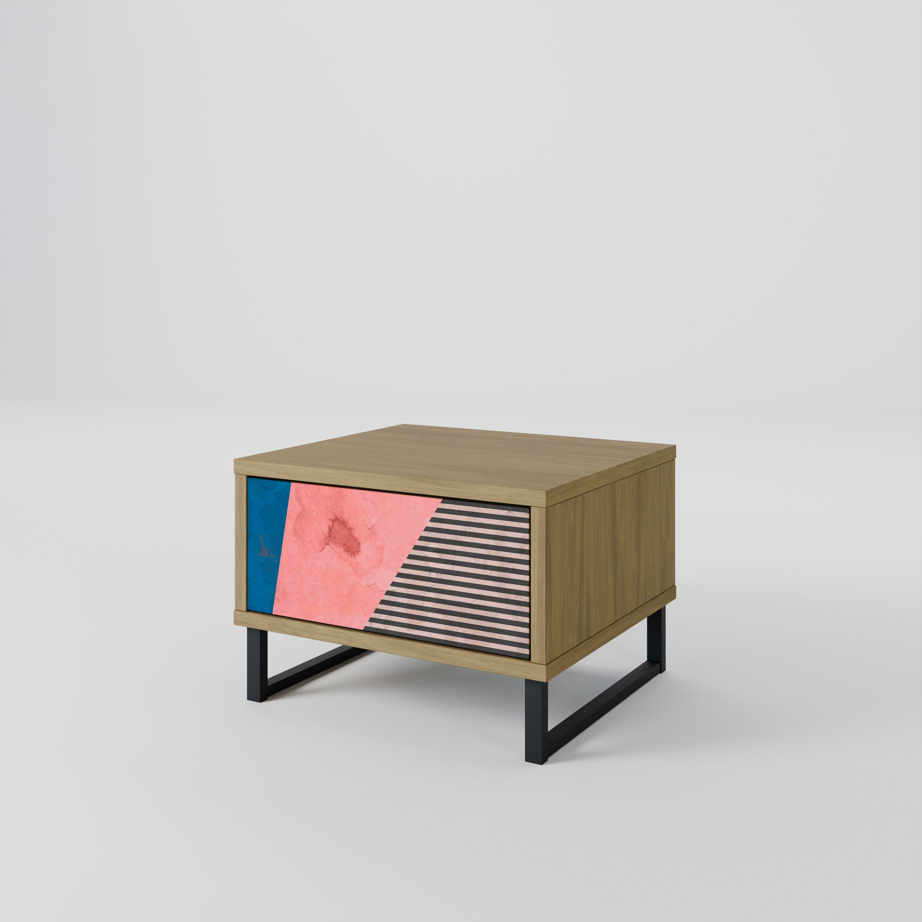 GLAMOROUS STRIPE Nachttisch in Eichenoptik