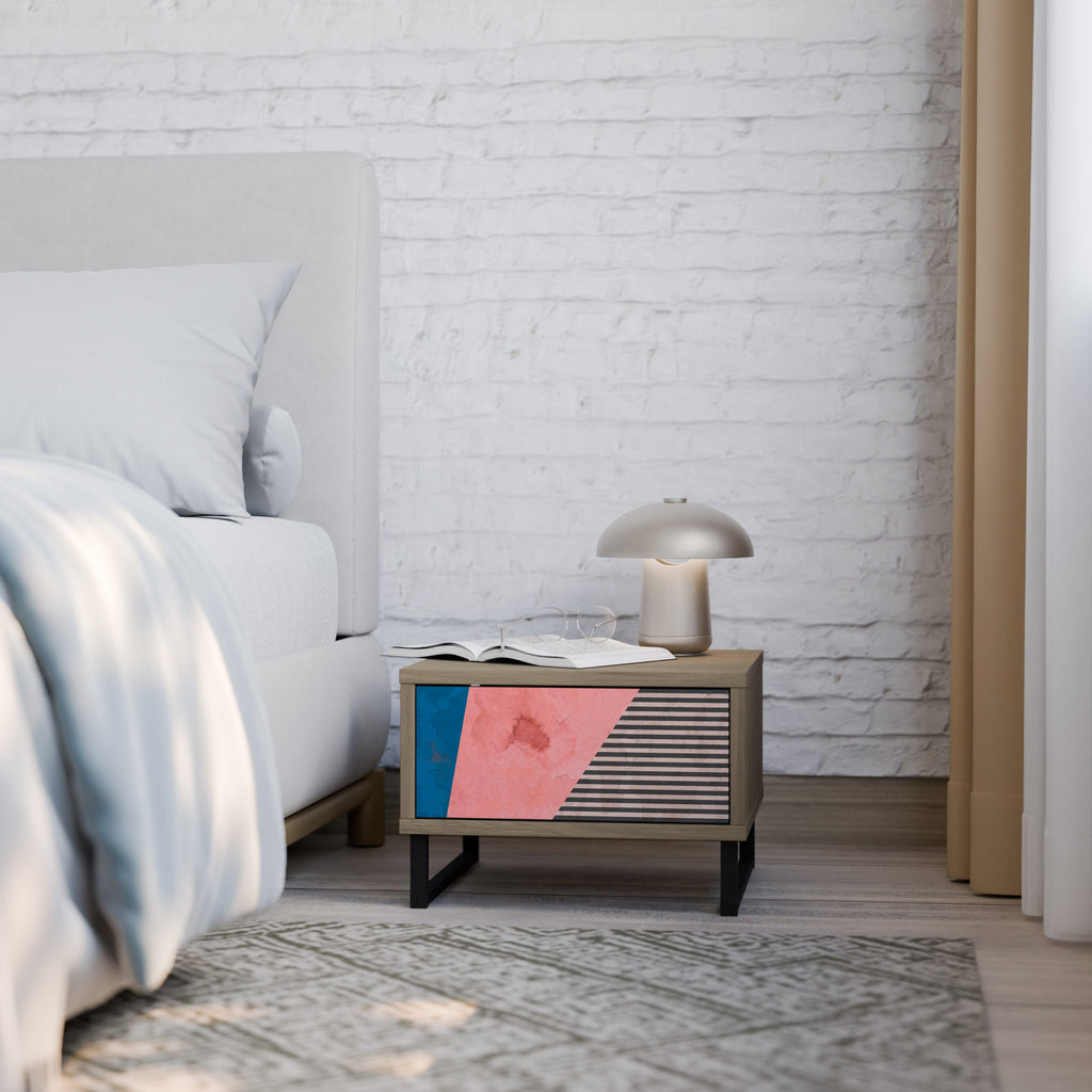 GLAMOROUS STRIPE Nachttisch in Eichenoptik
