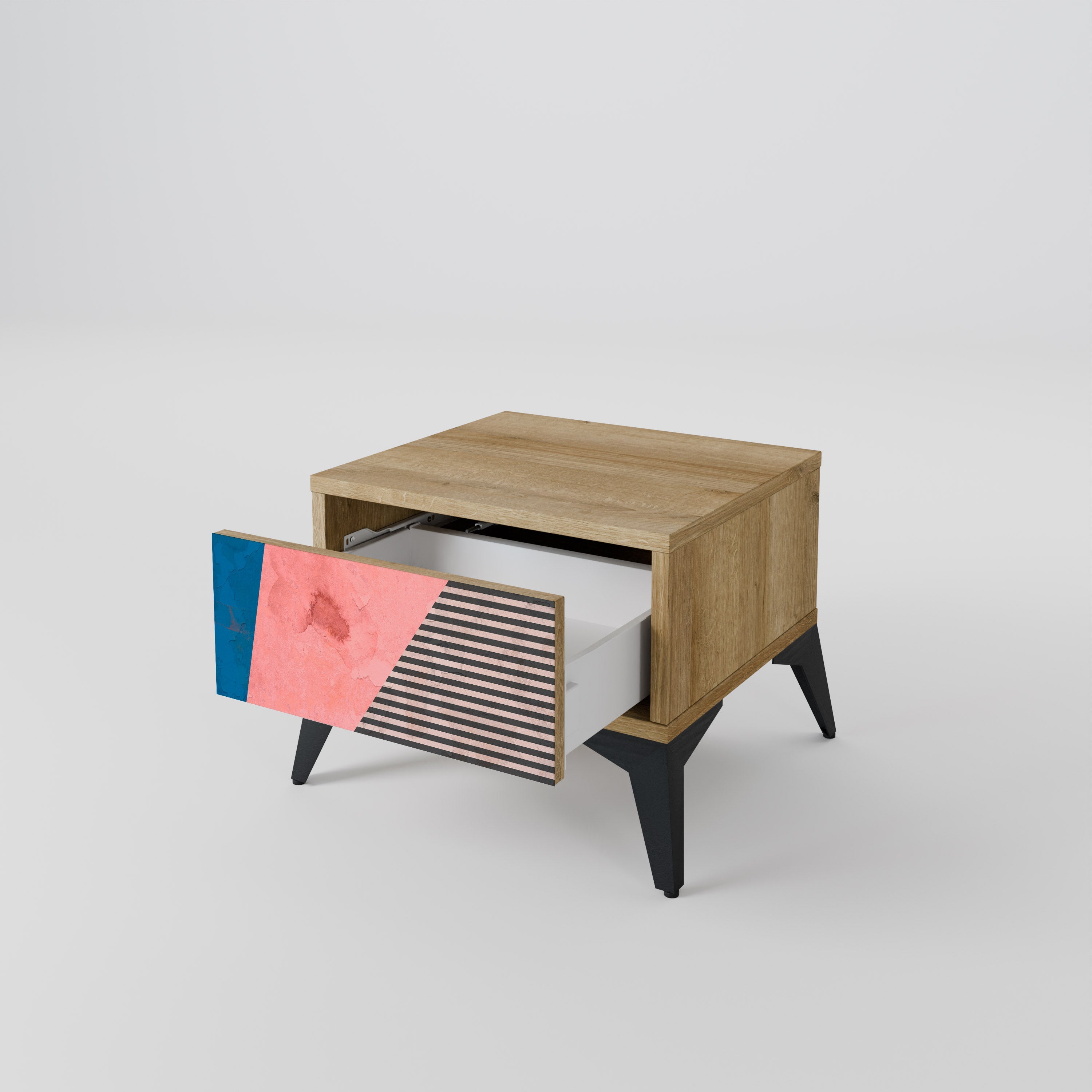 GLAMOROUS STRIPE Nachttisch in Eichenoptik