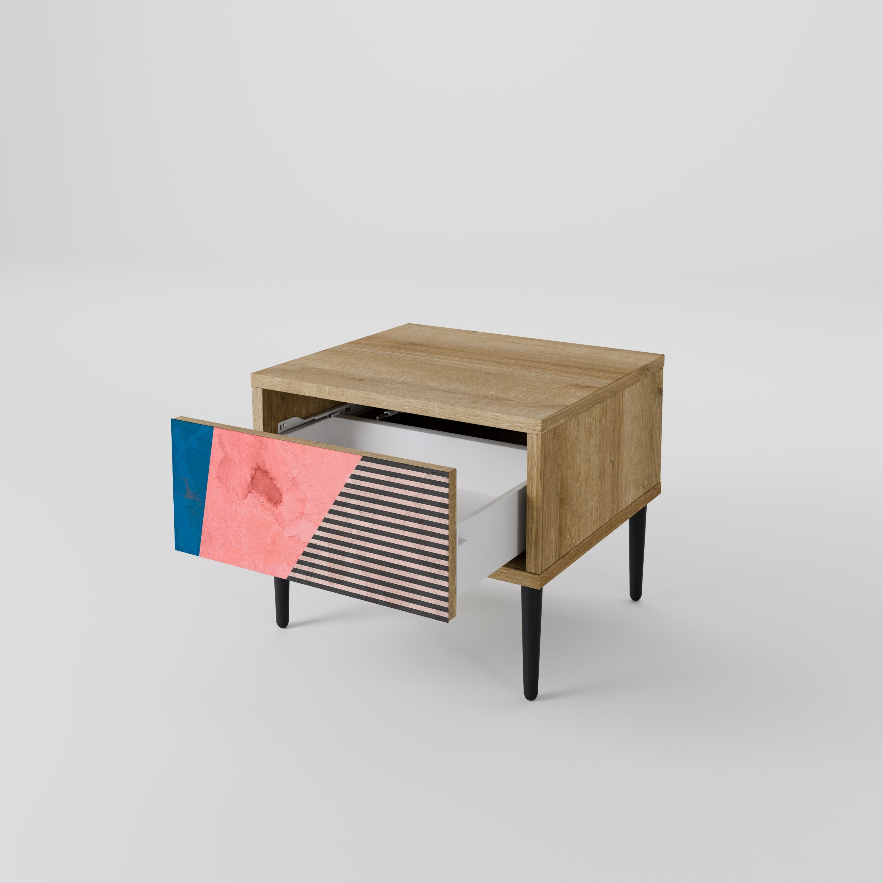 GLAMOROUS STRIPE Nachttisch in Eichenoptik
