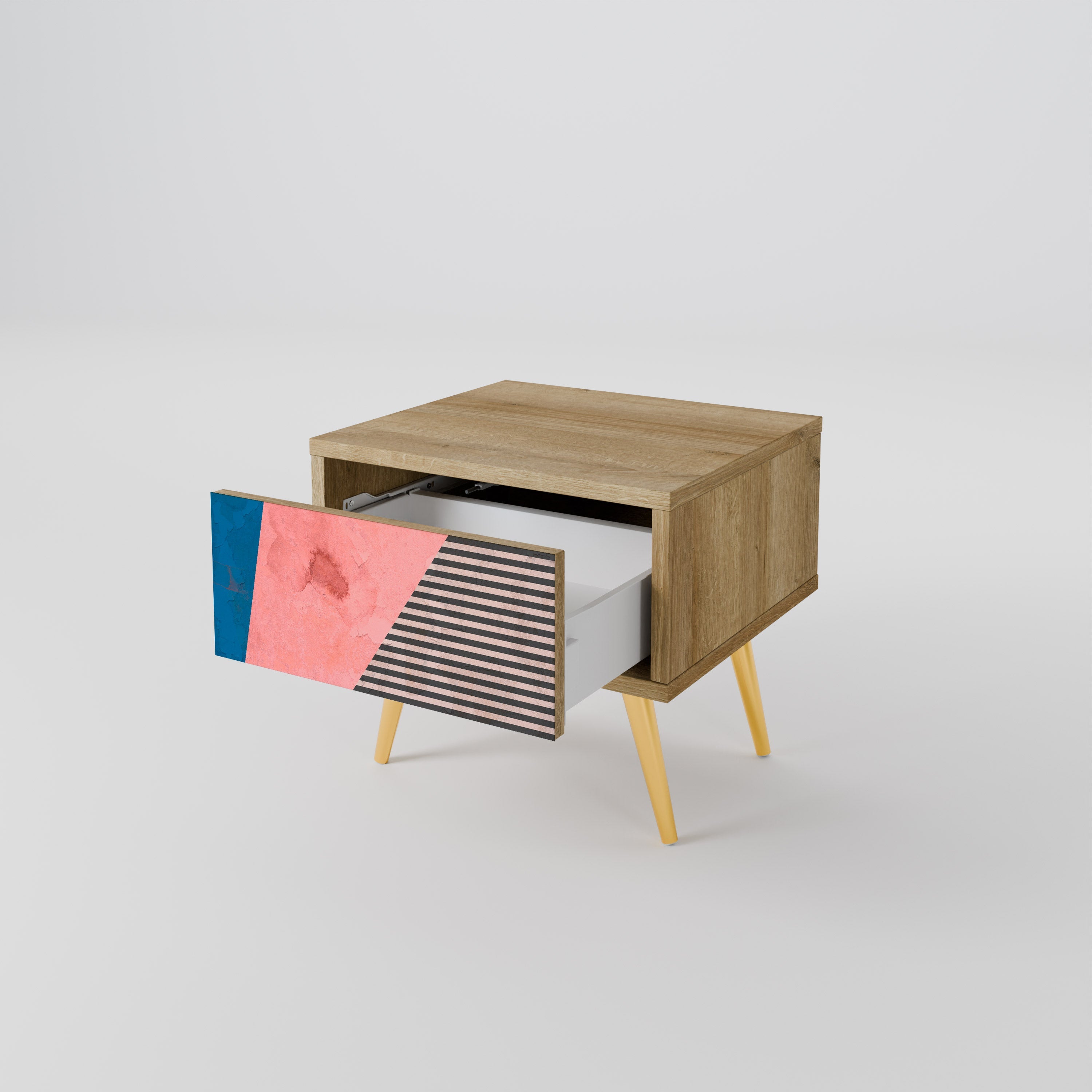 GLAMOROUS STRIPE Nachttisch in Eichenoptik