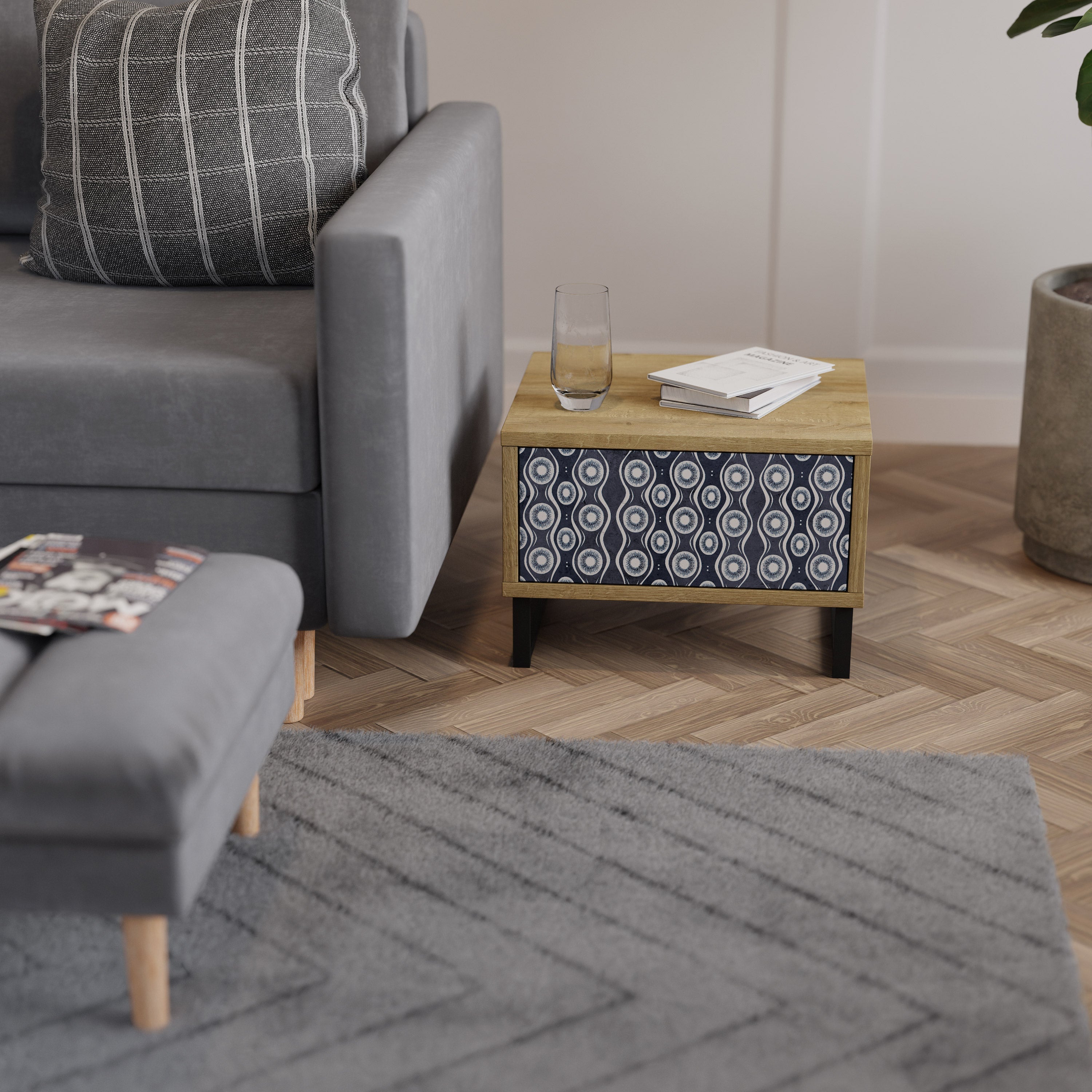 GRAPHITE EYES Nachttisch in Eichenoptik