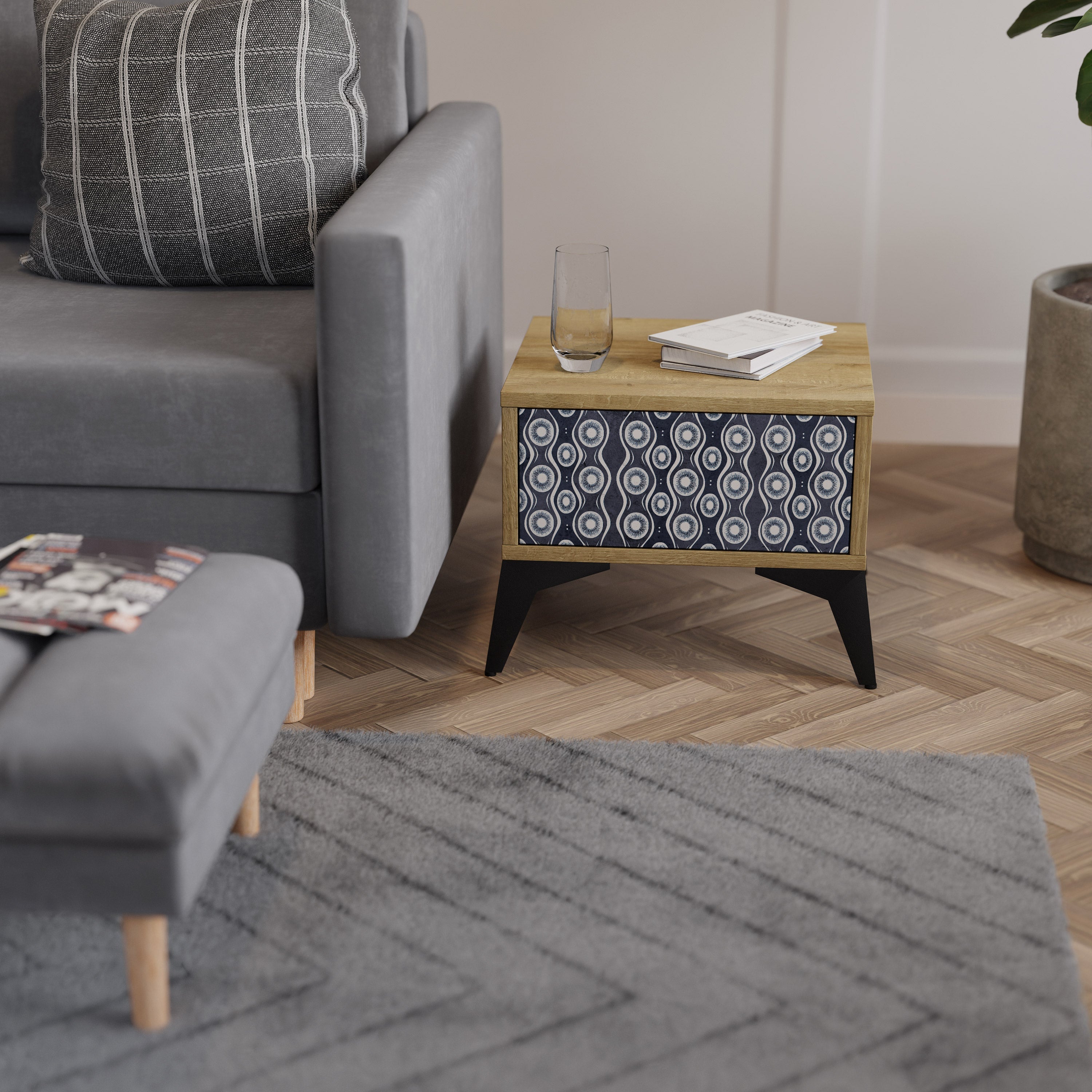 GRAPHITE EYES Nachttisch in Eichenoptik