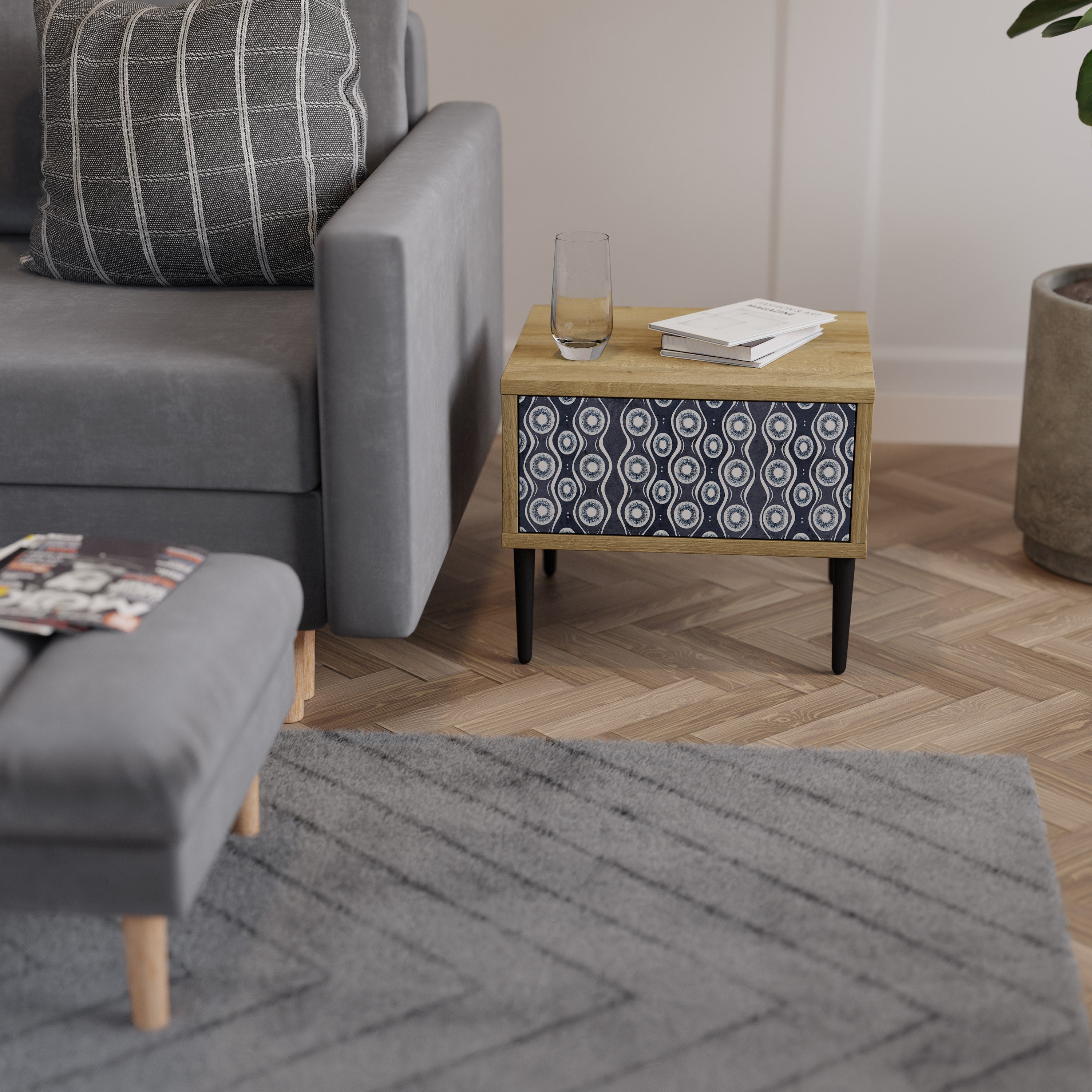 GRAPHITE EYES Nachttisch in Eichenoptik