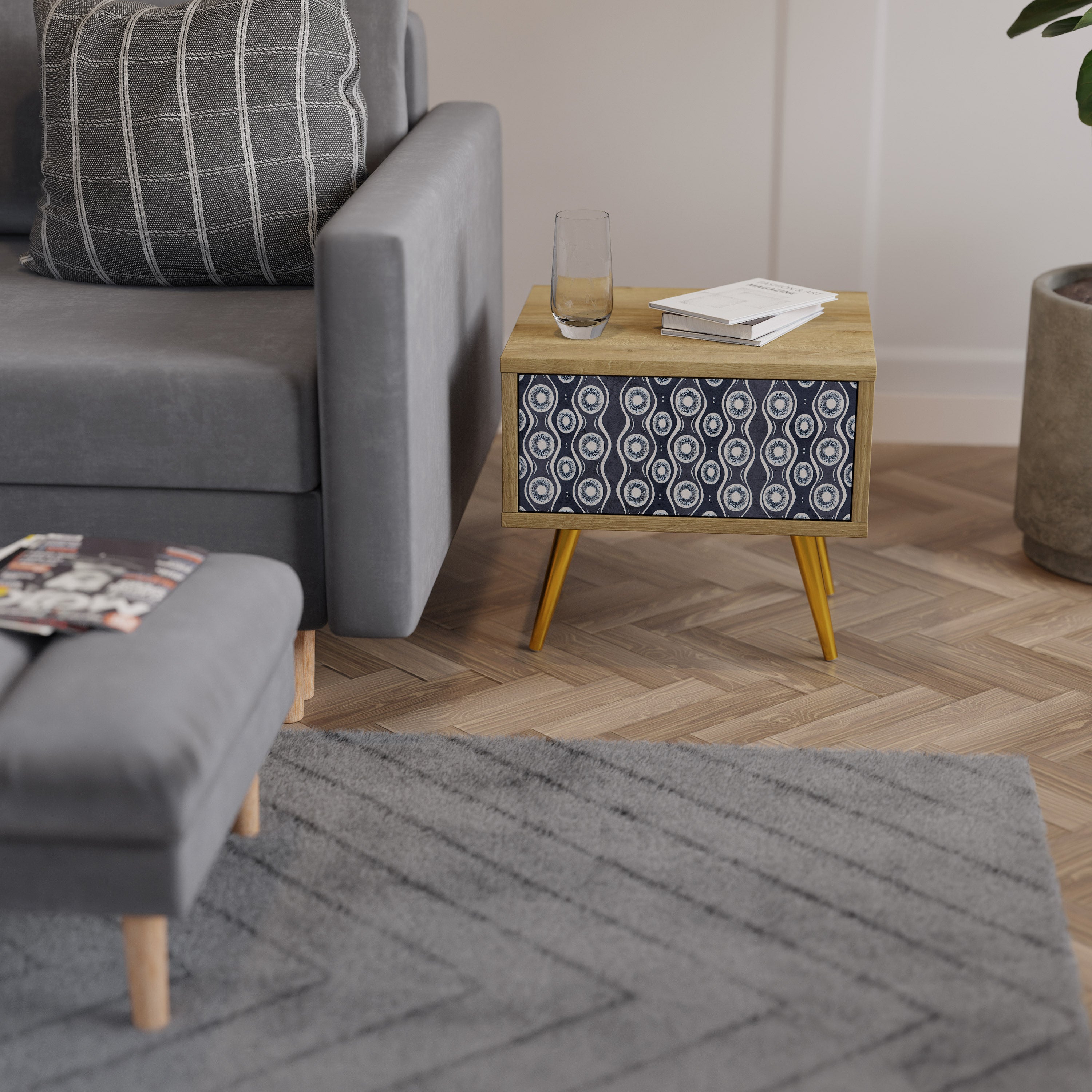GRAPHITE EYES Nachttisch in Eichenoptik