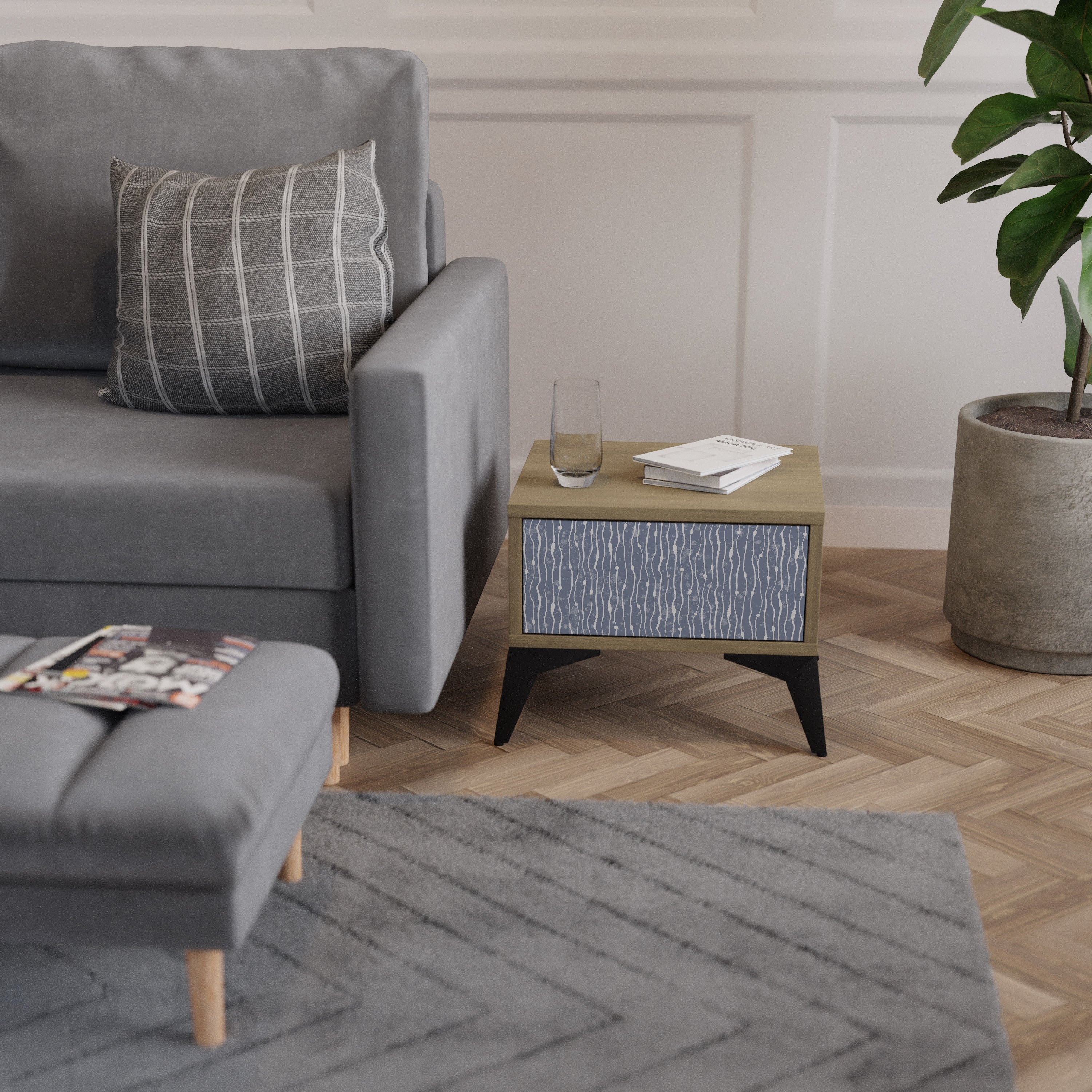 GRAPHITE RAIN Nachttisch in Eichenoptik