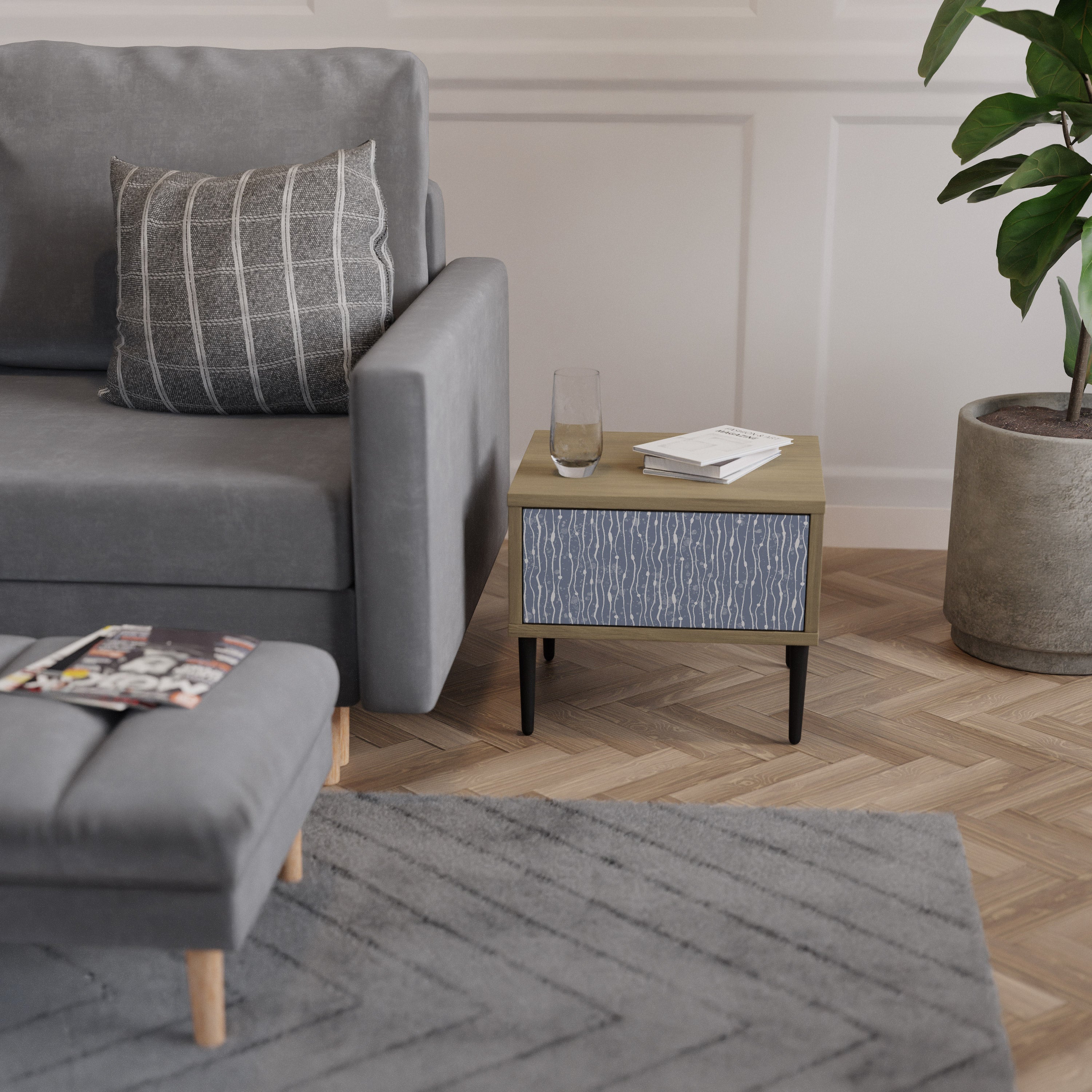 GRAPHITE RAIN Nachttisch in Eichenoptik