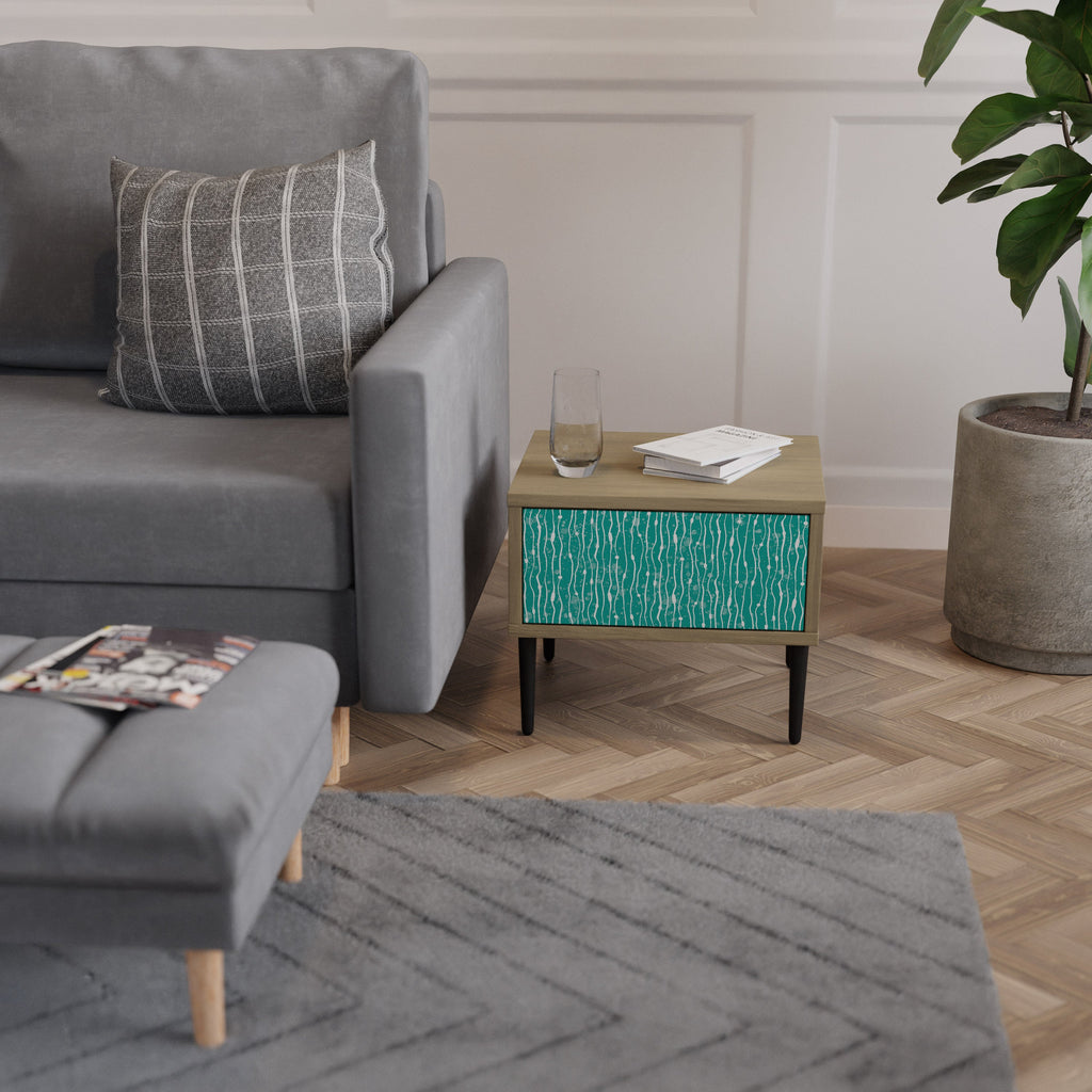 TURQUOISE RAIN Nachttisch in Eichenoptik