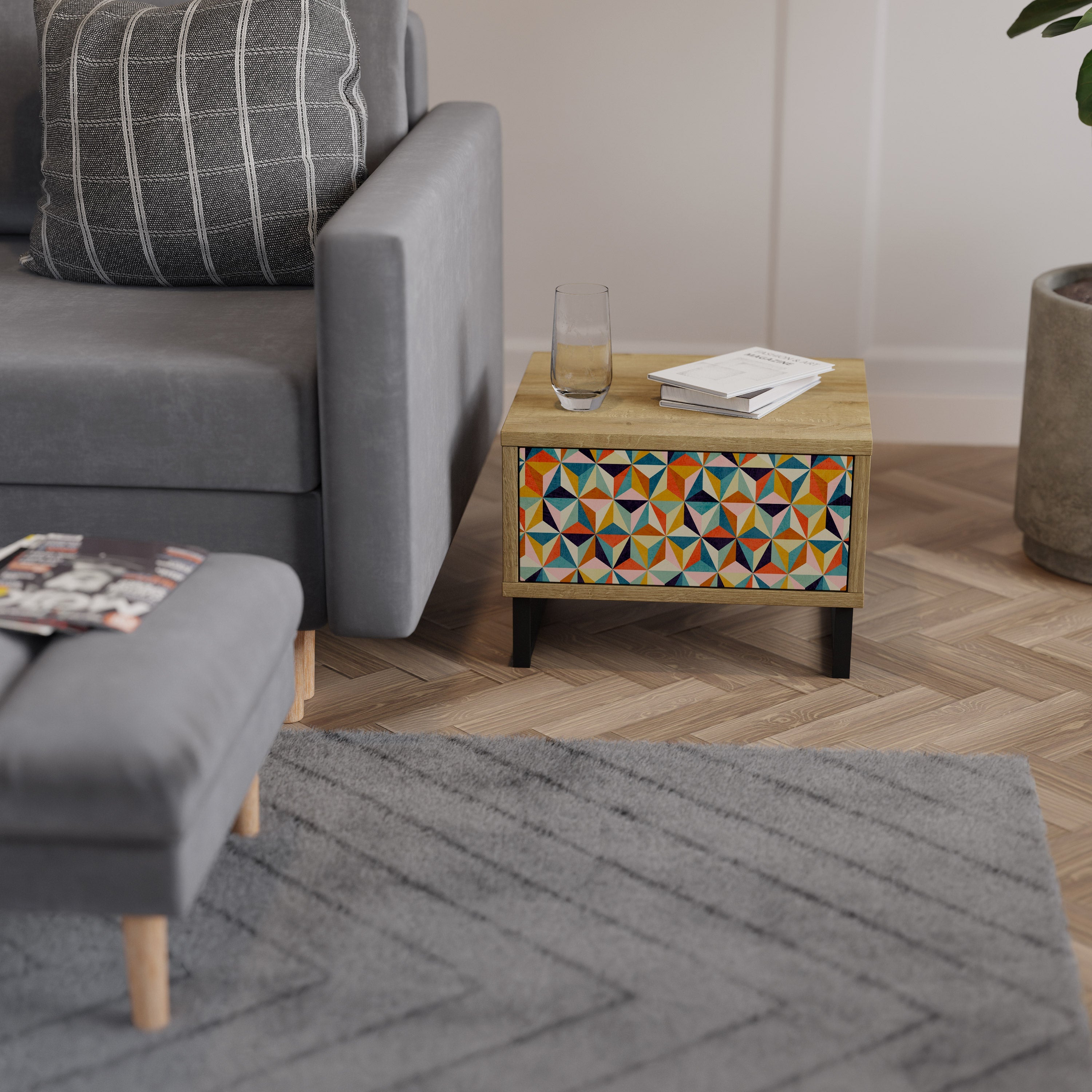TESSELATE TREASURES Nachttisch in Eichenoptik