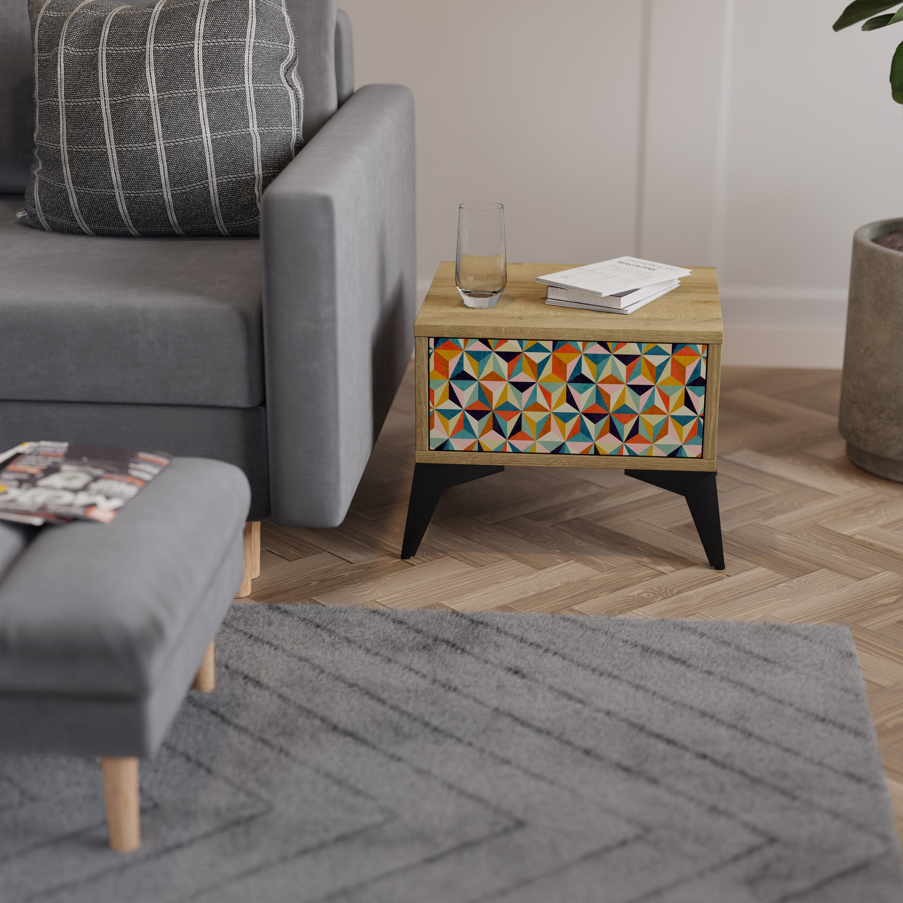 TESSELATE TREASURES Nachttisch in Eichenoptik