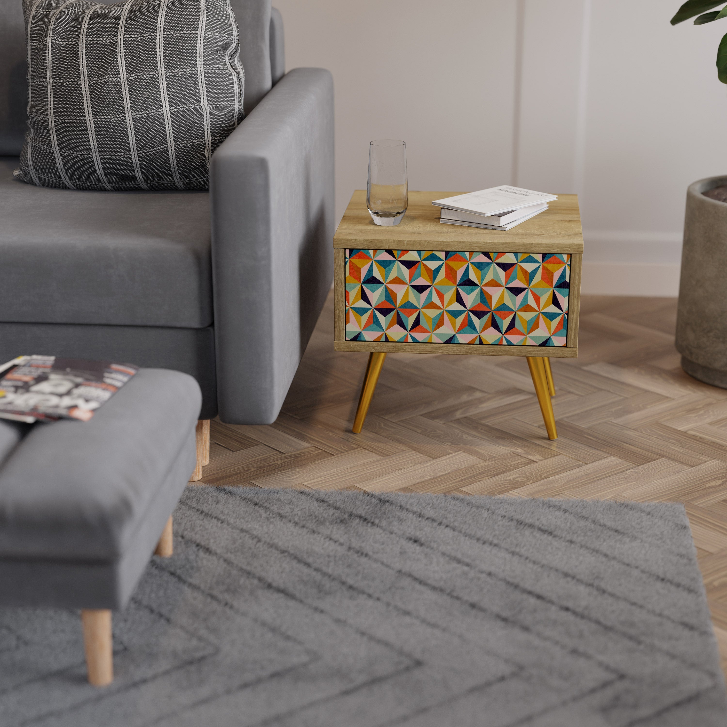 TESSELATE TREASURES Nachttisch in Eichenoptik