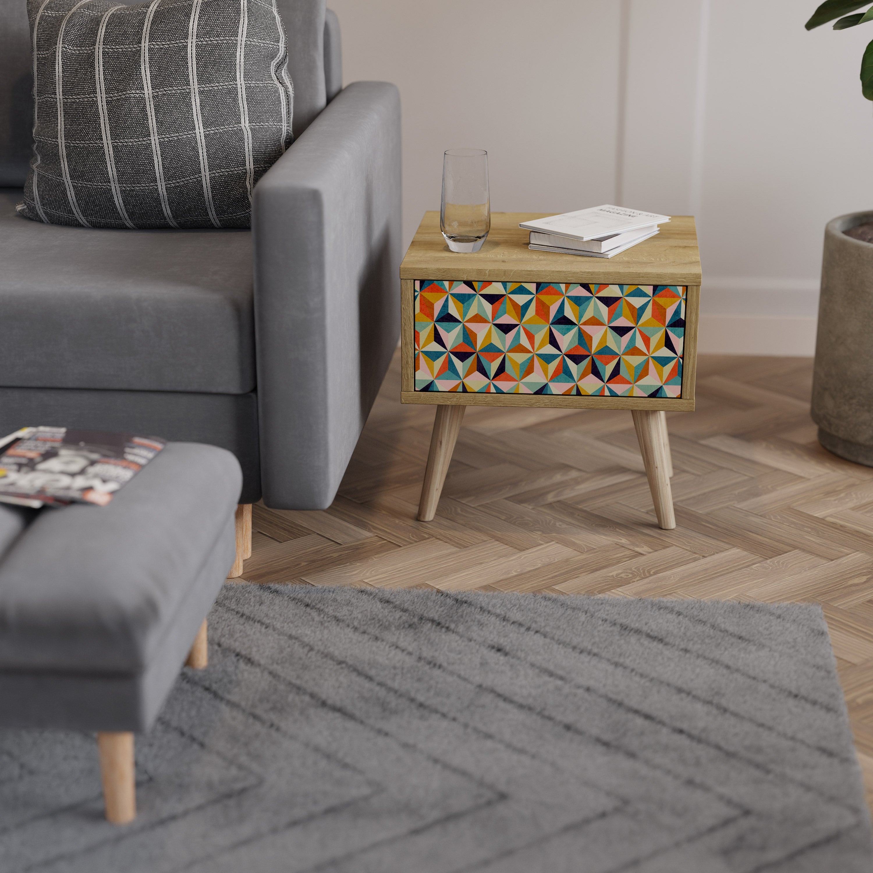 TESSELATE TREASURES Nachttisch in Eichenoptik