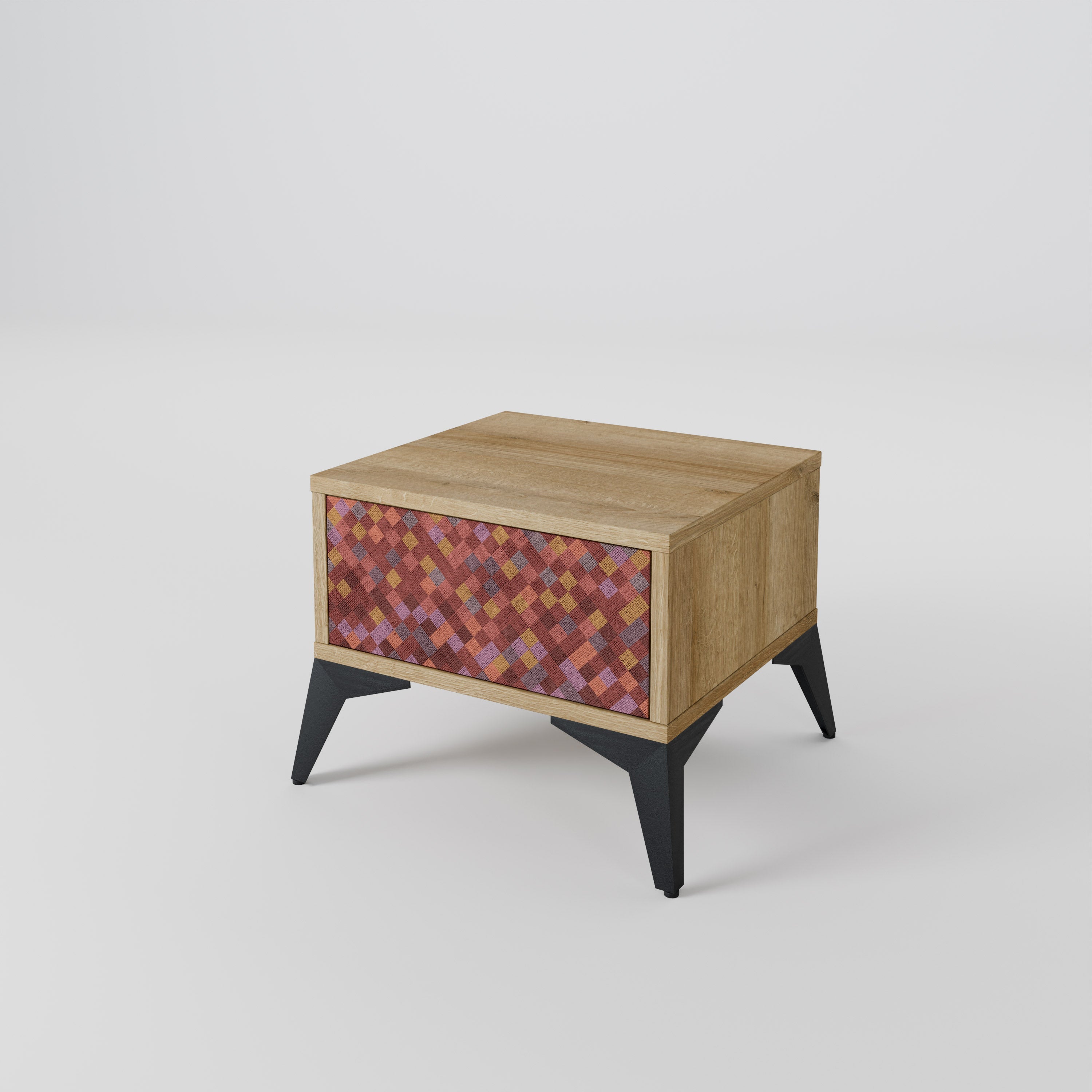 PAINTED SQUARES Nachttisch in Eichenoptik