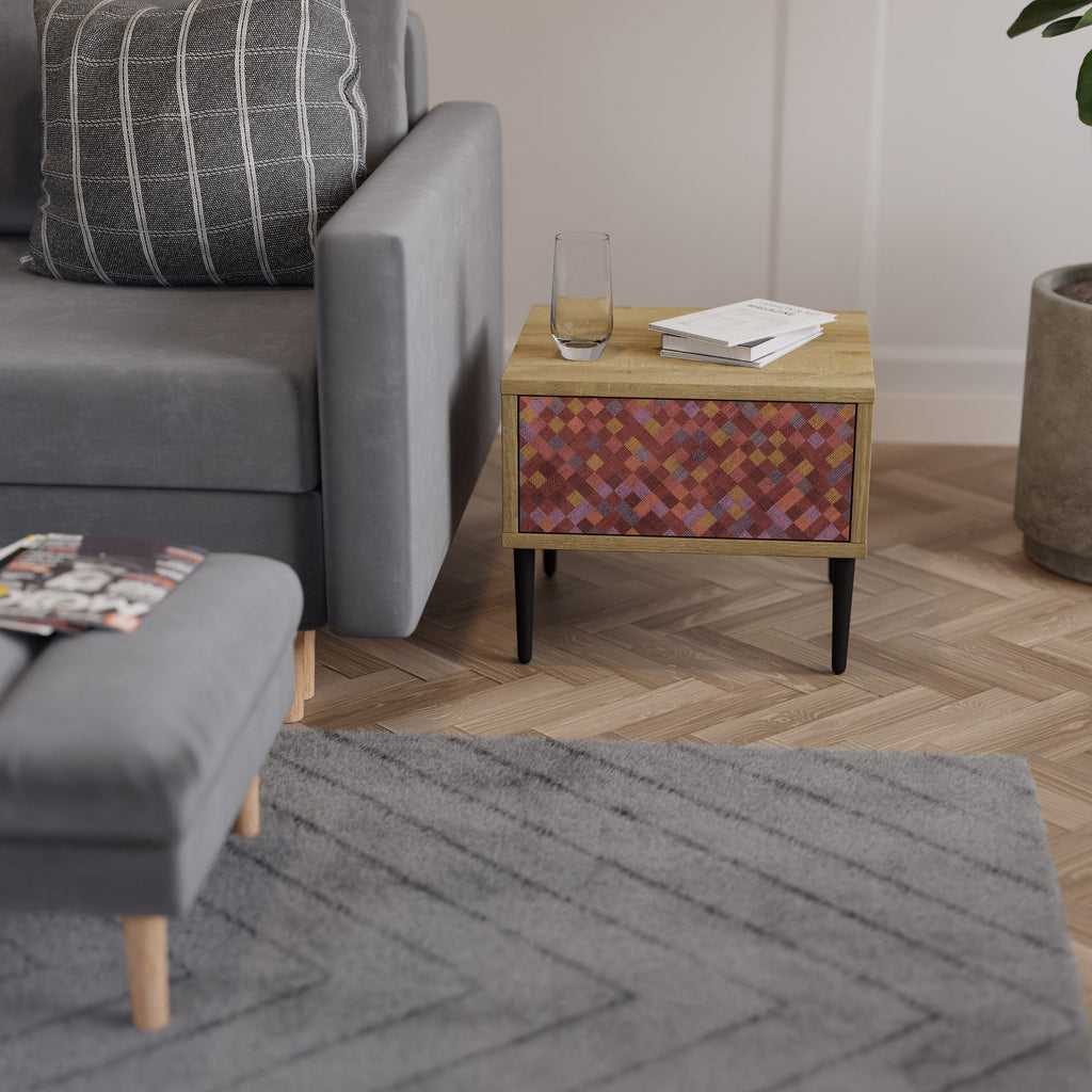 PAINTED SQUARES Nachttisch in Eichenoptik