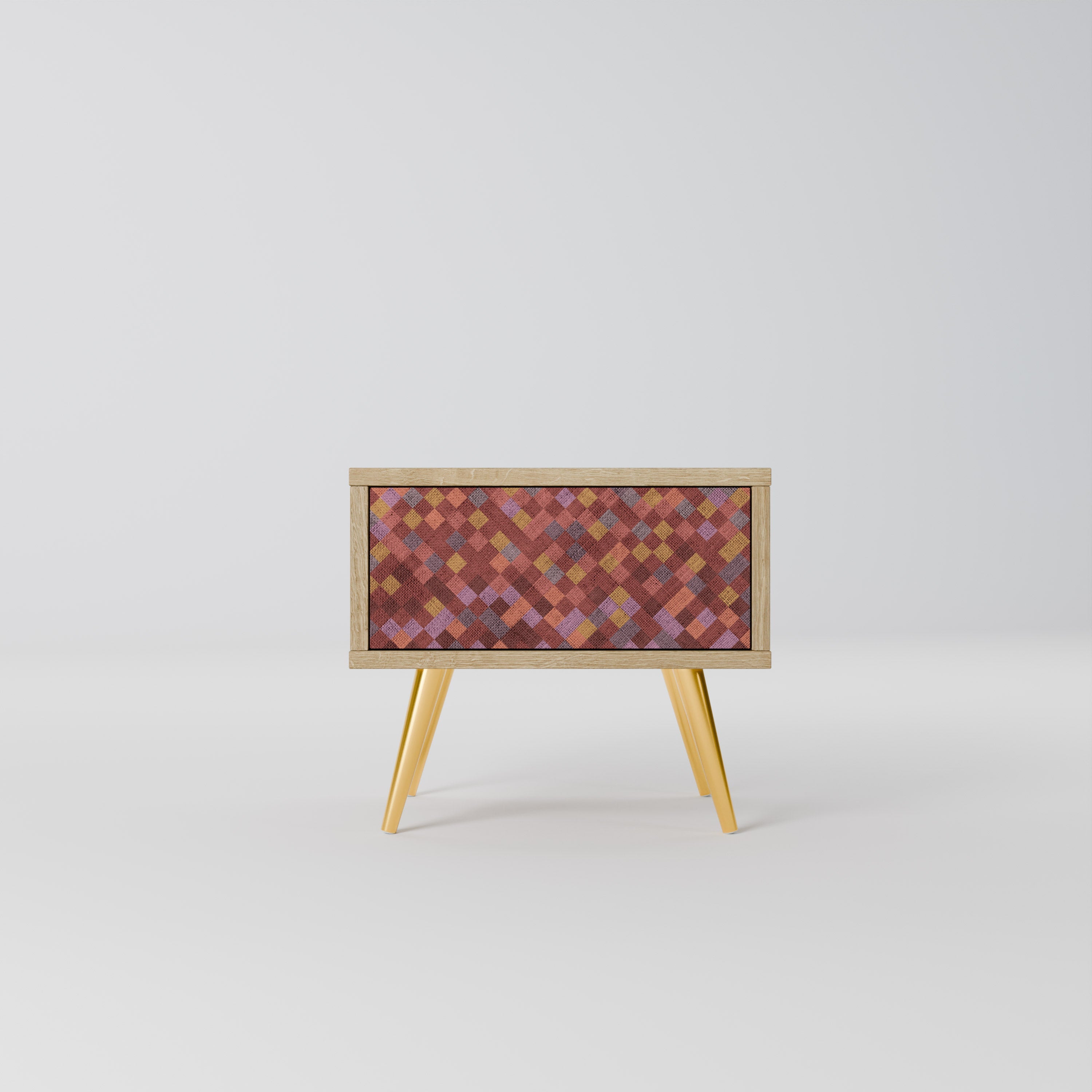 PAINTED SQUARES Nachttisch in Eichenoptik