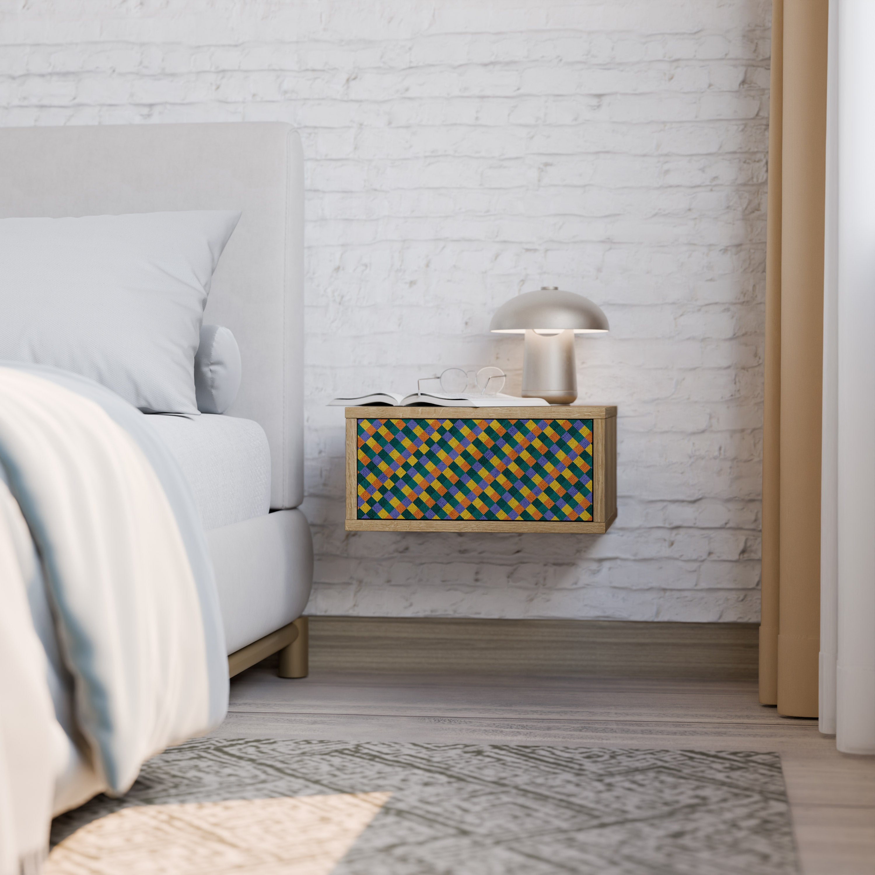 PAINTED SQUARES MIX Nachttisch in Eichenoptik