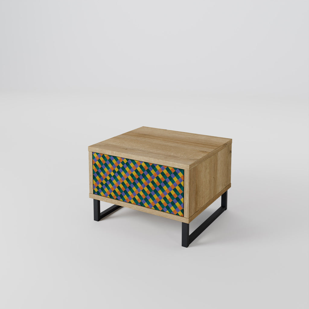 PAINTED SQUARES MIX Nachttisch in Eichenoptik