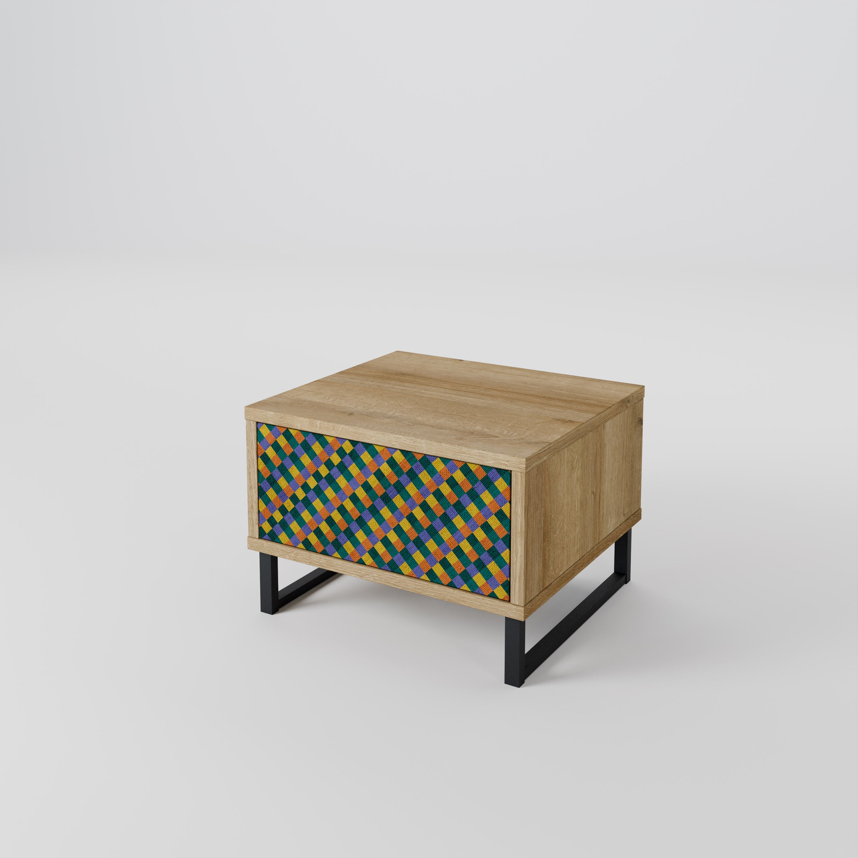 PAINTED SQUARES MIX Nachttisch in Eichenoptik