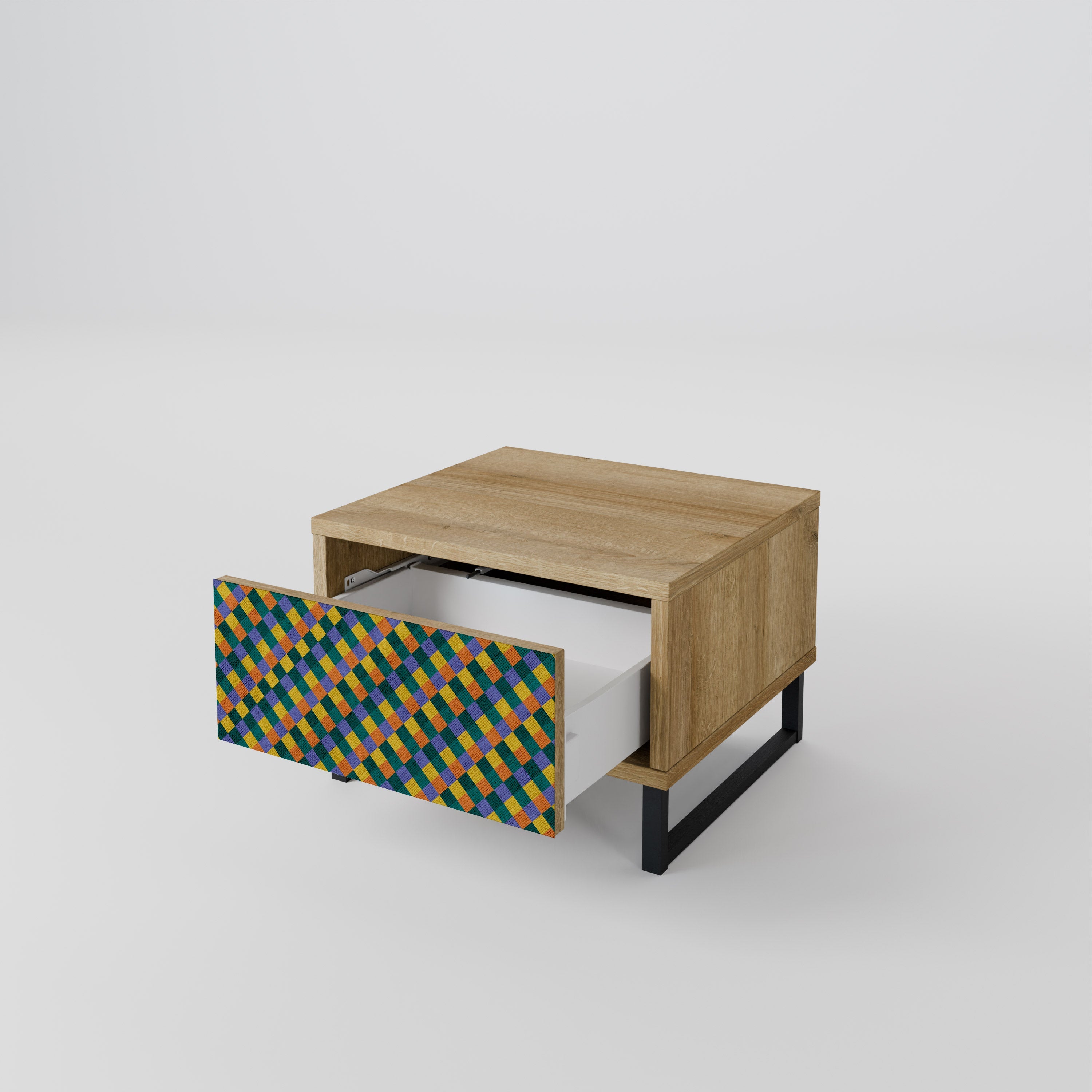 PAINTED SQUARES MIX Nachttisch in Eichenoptik