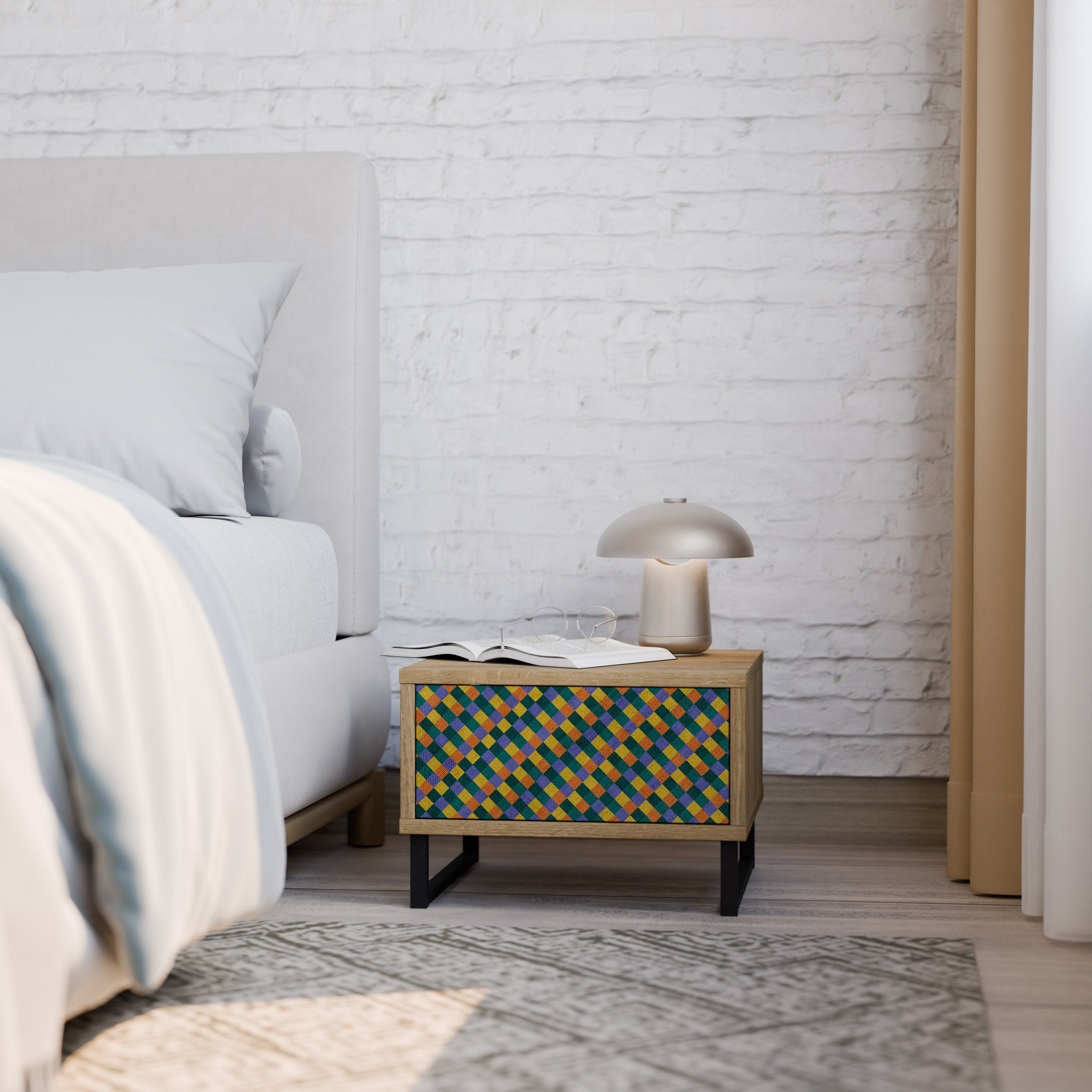 PAINTED SQUARES MIX Nachttisch in Eichenoptik