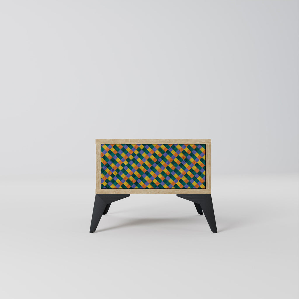 PAINTED SQUARES MIX Nachttisch in Eichenoptik