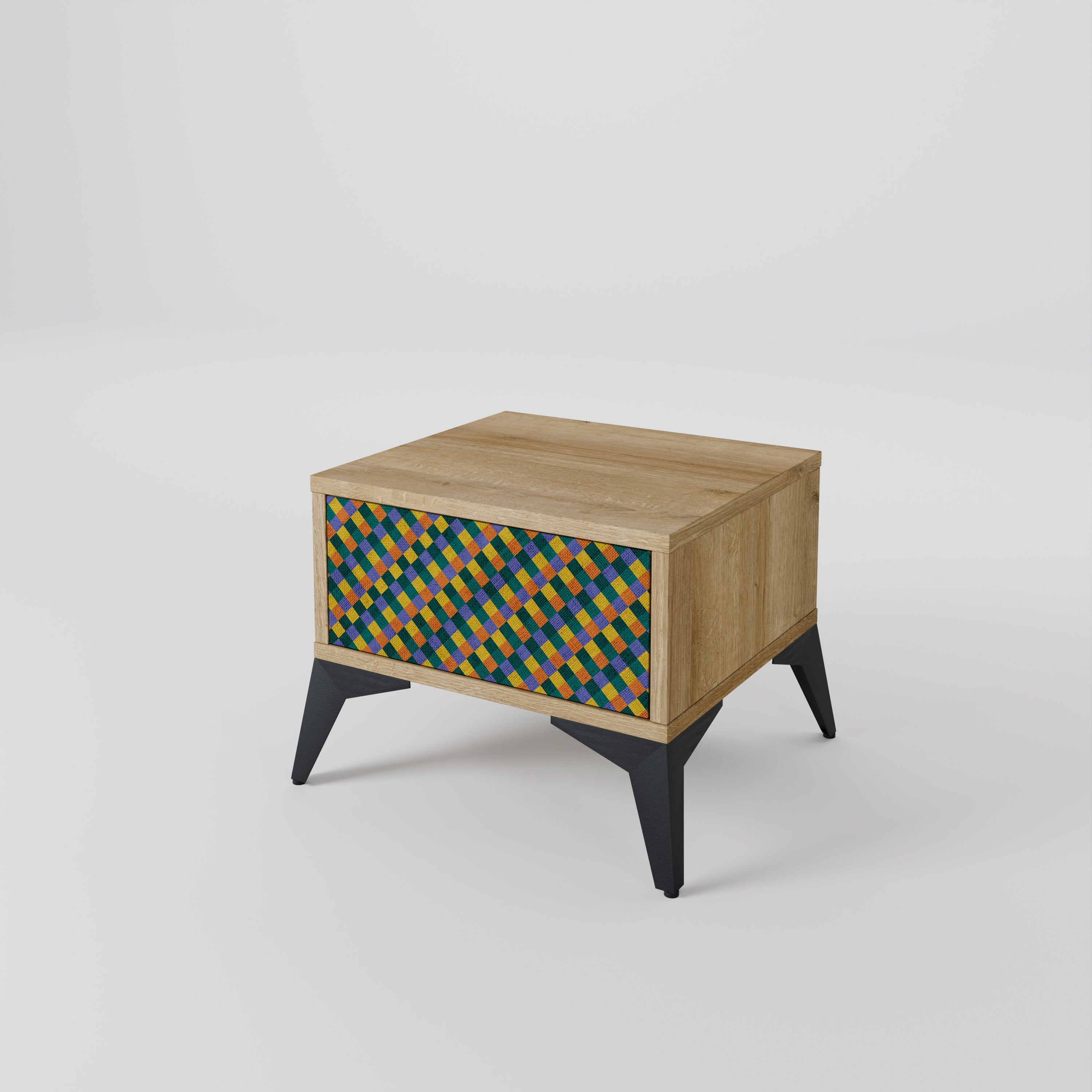 PAINTED SQUARES MIX Nachttisch in Eichenoptik
