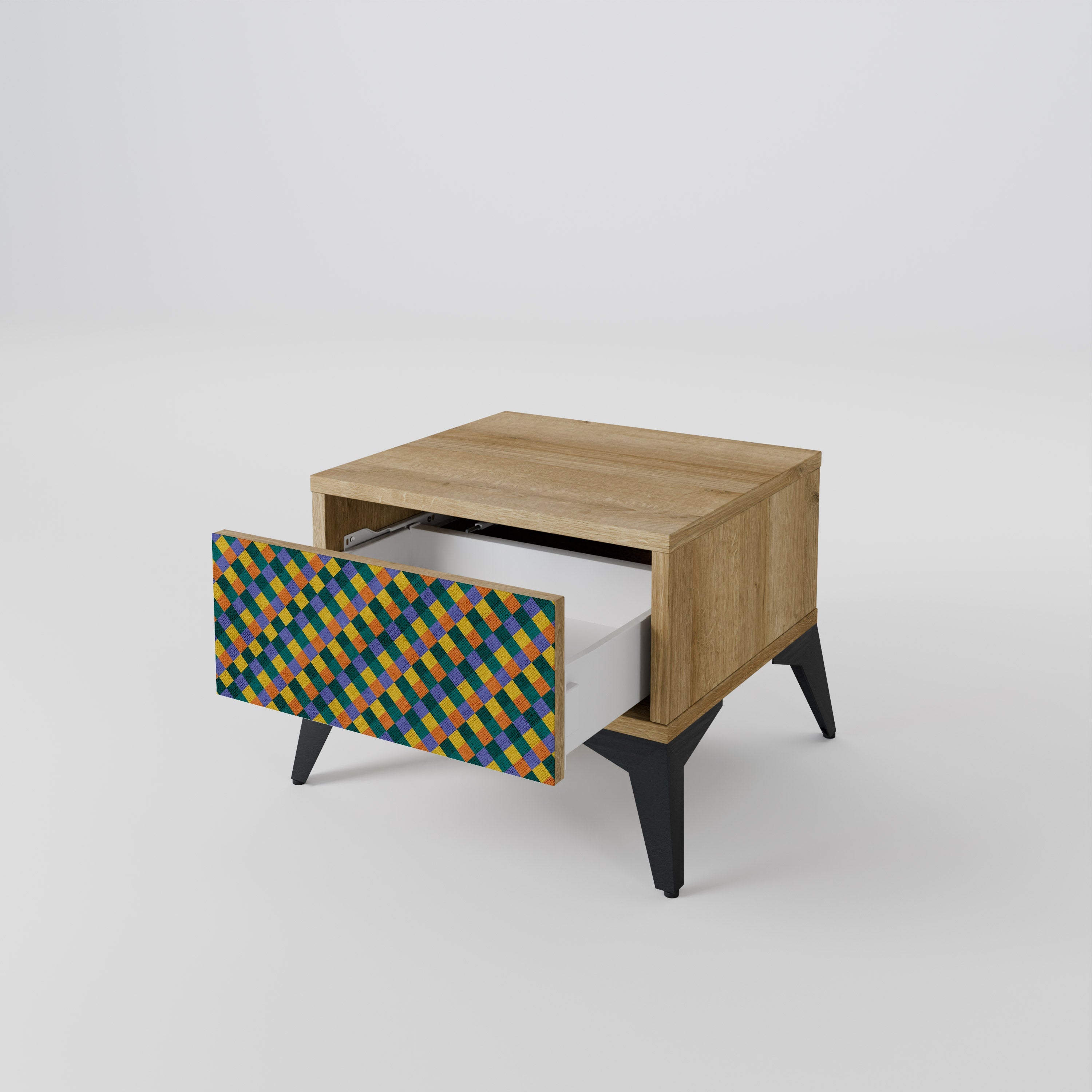 PAINTED SQUARES MIX Nachttisch in Eichenoptik