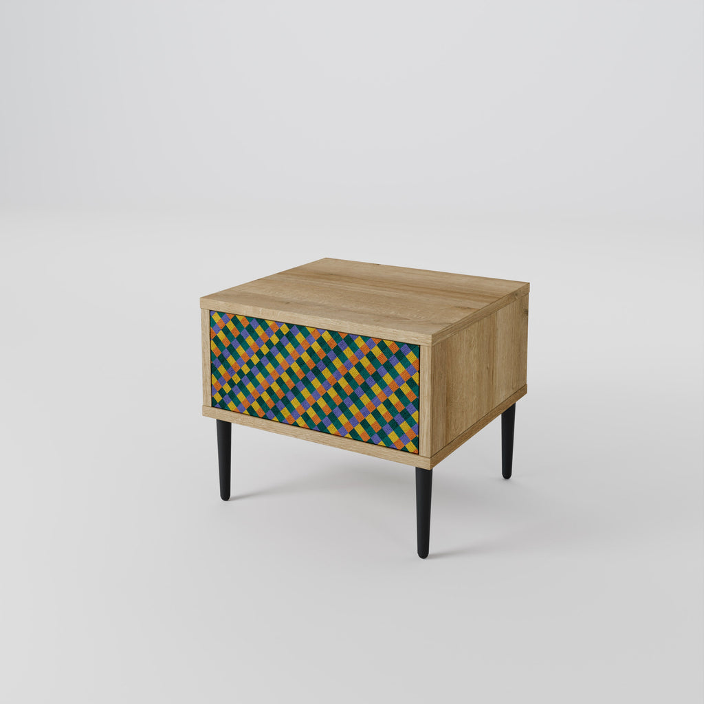 PAINTED SQUARES MIX Nachttisch in Eichenoptik