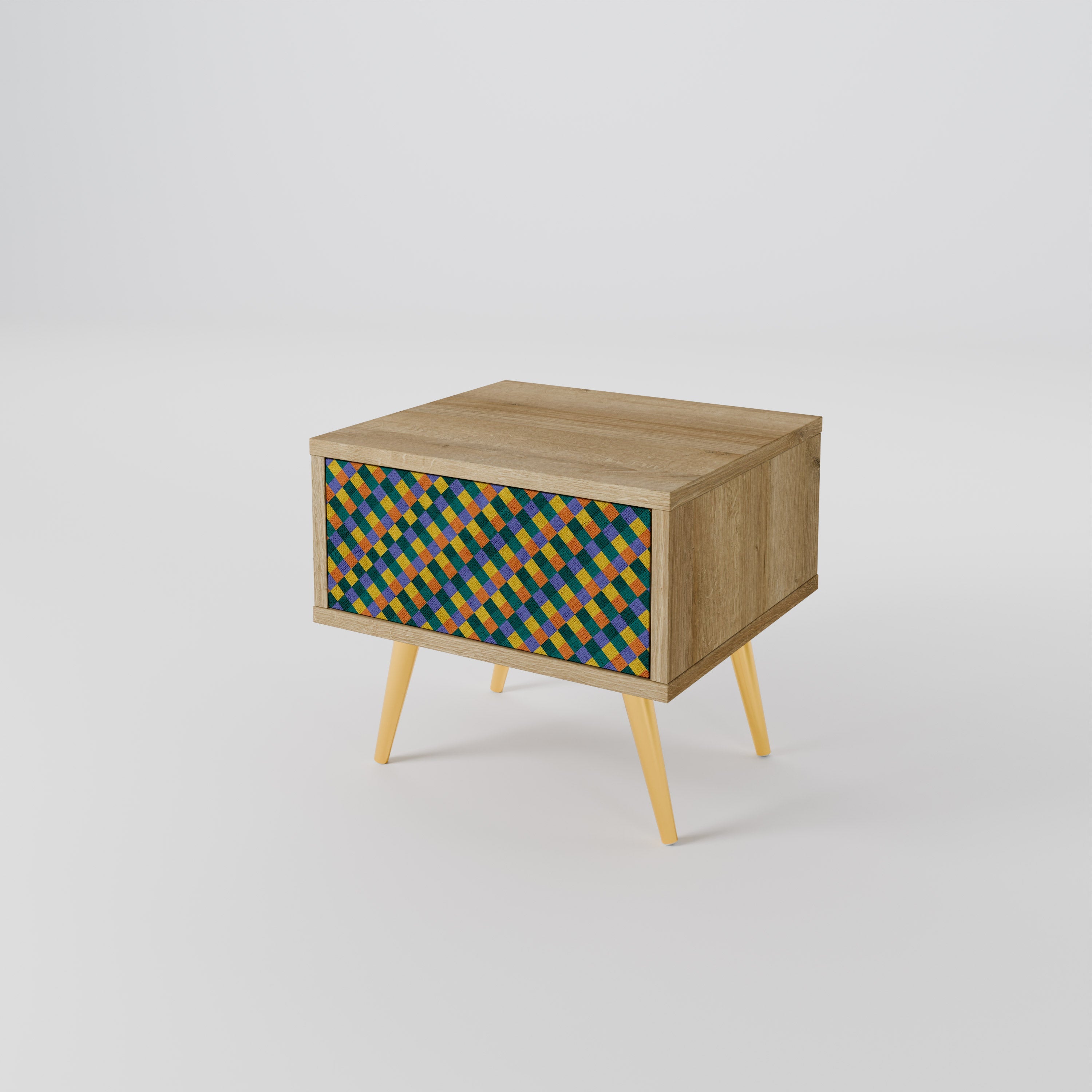 PAINTED SQUARES MIX Nachttisch in Eichenoptik