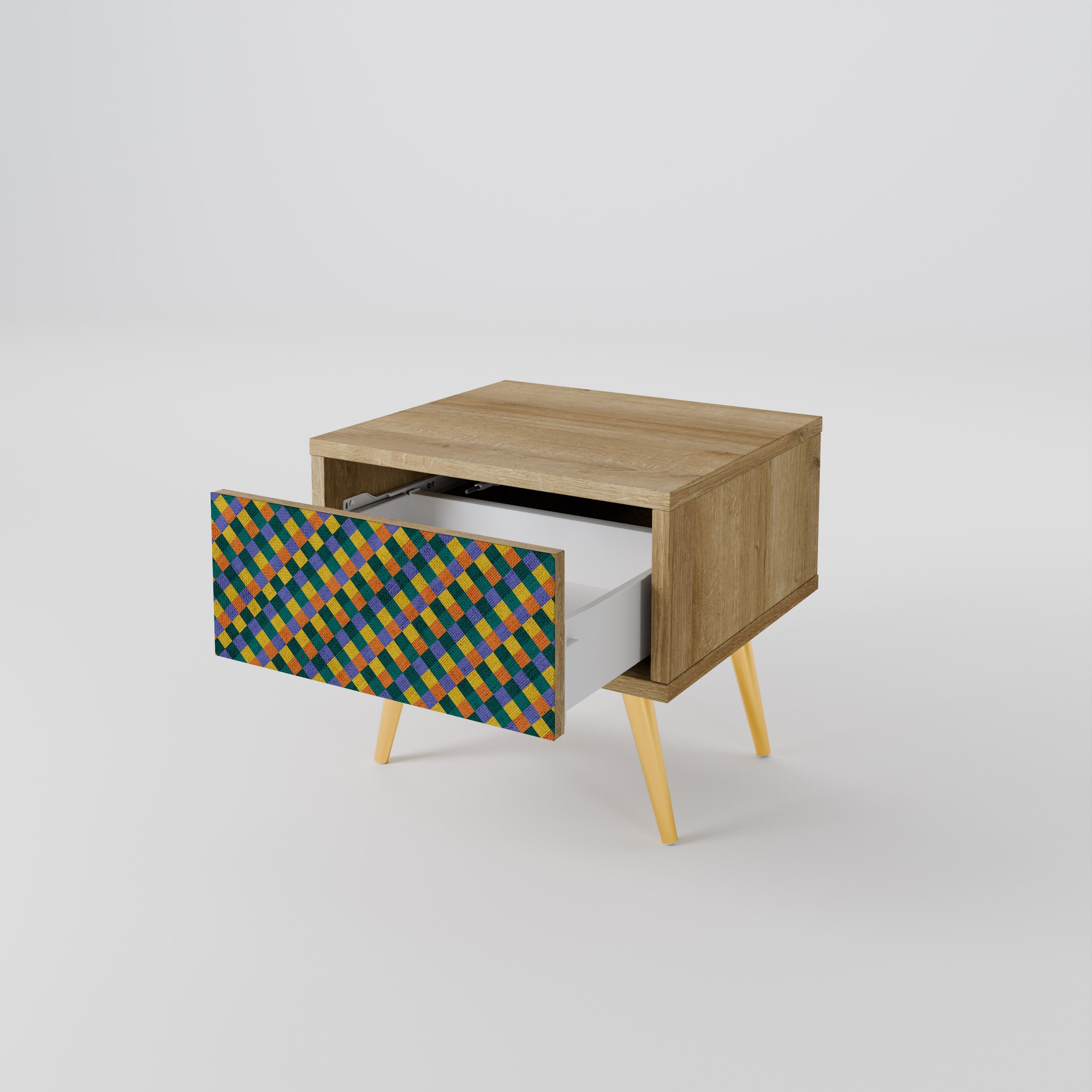 PAINTED SQUARES MIX Nachttisch in Eichenoptik