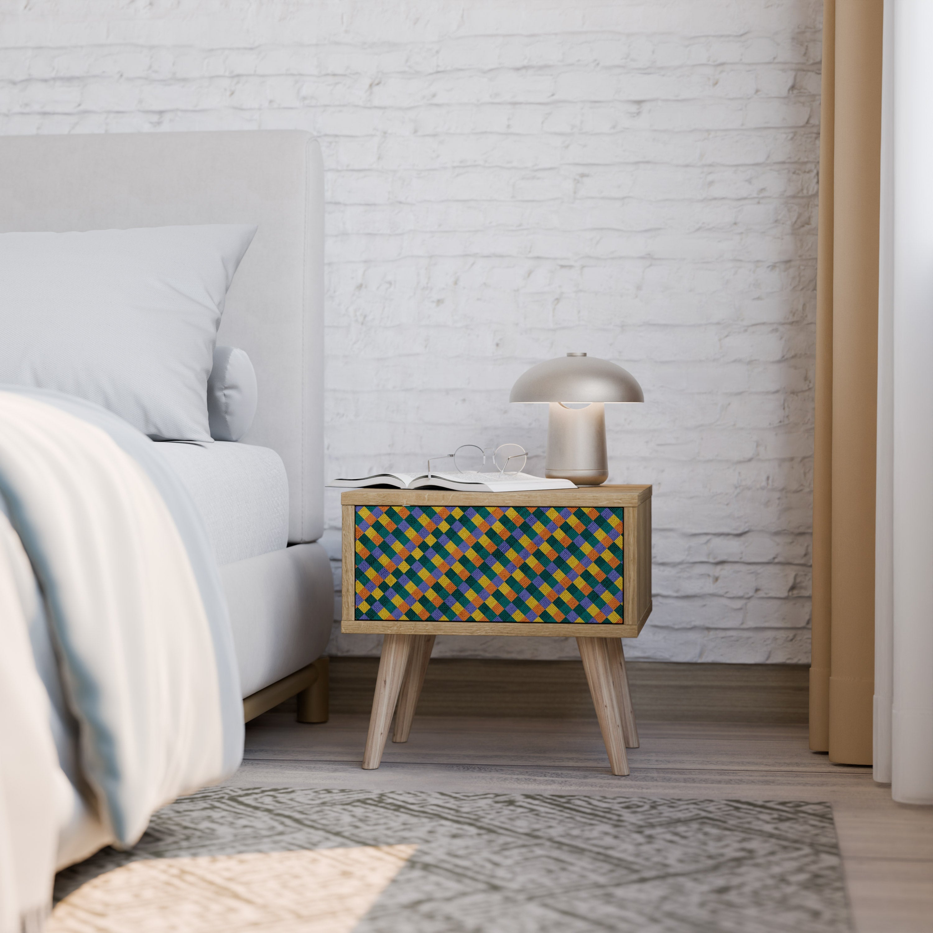 PAINTED SQUARES MIX Nachttisch in Eichenoptik