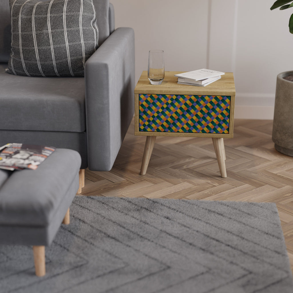 PAINTED SQUARES MIX Nachttisch in Eichenoptik
