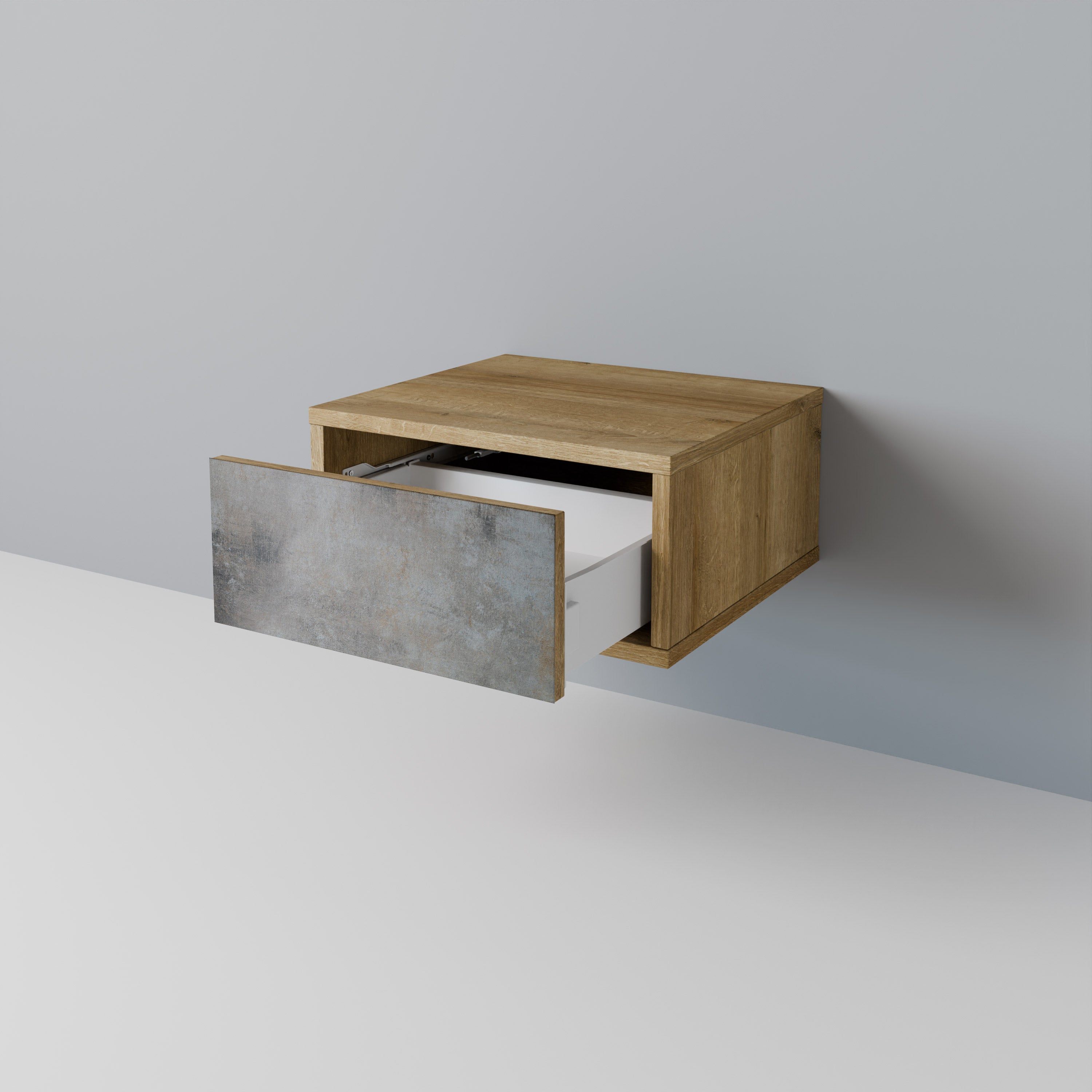 CONCRETE WALL Nachttisch in Eichenoptik