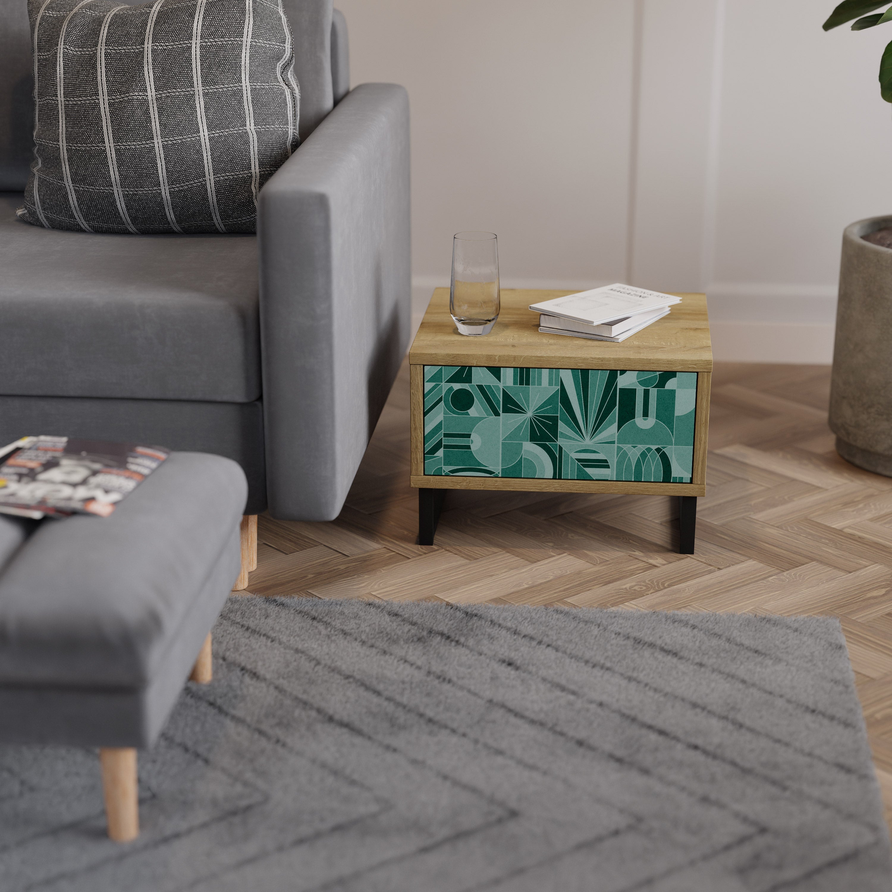 HARMONIC GRID Nachttisch in Eichenoptik