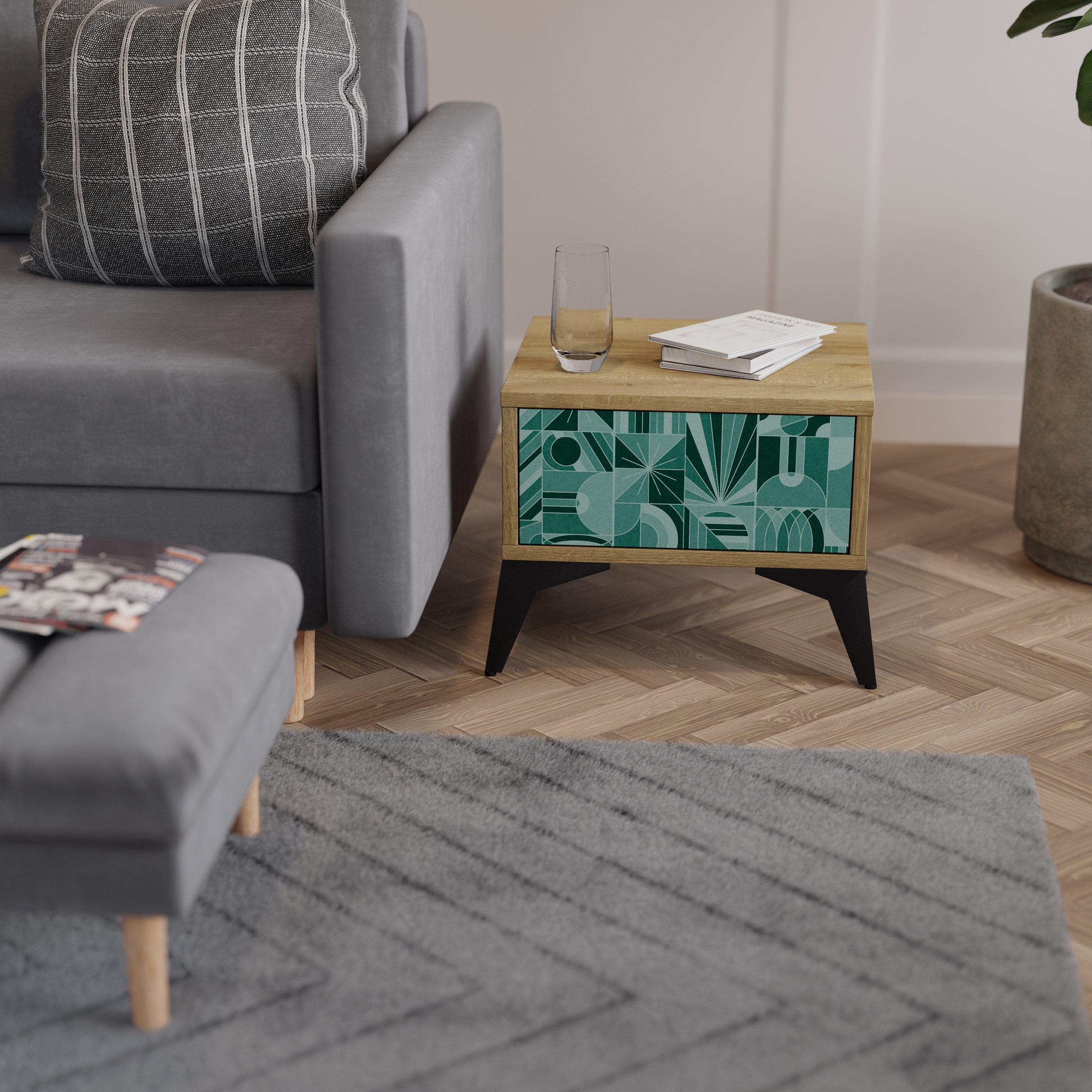HARMONIC GRID Nachttisch in Eichenoptik