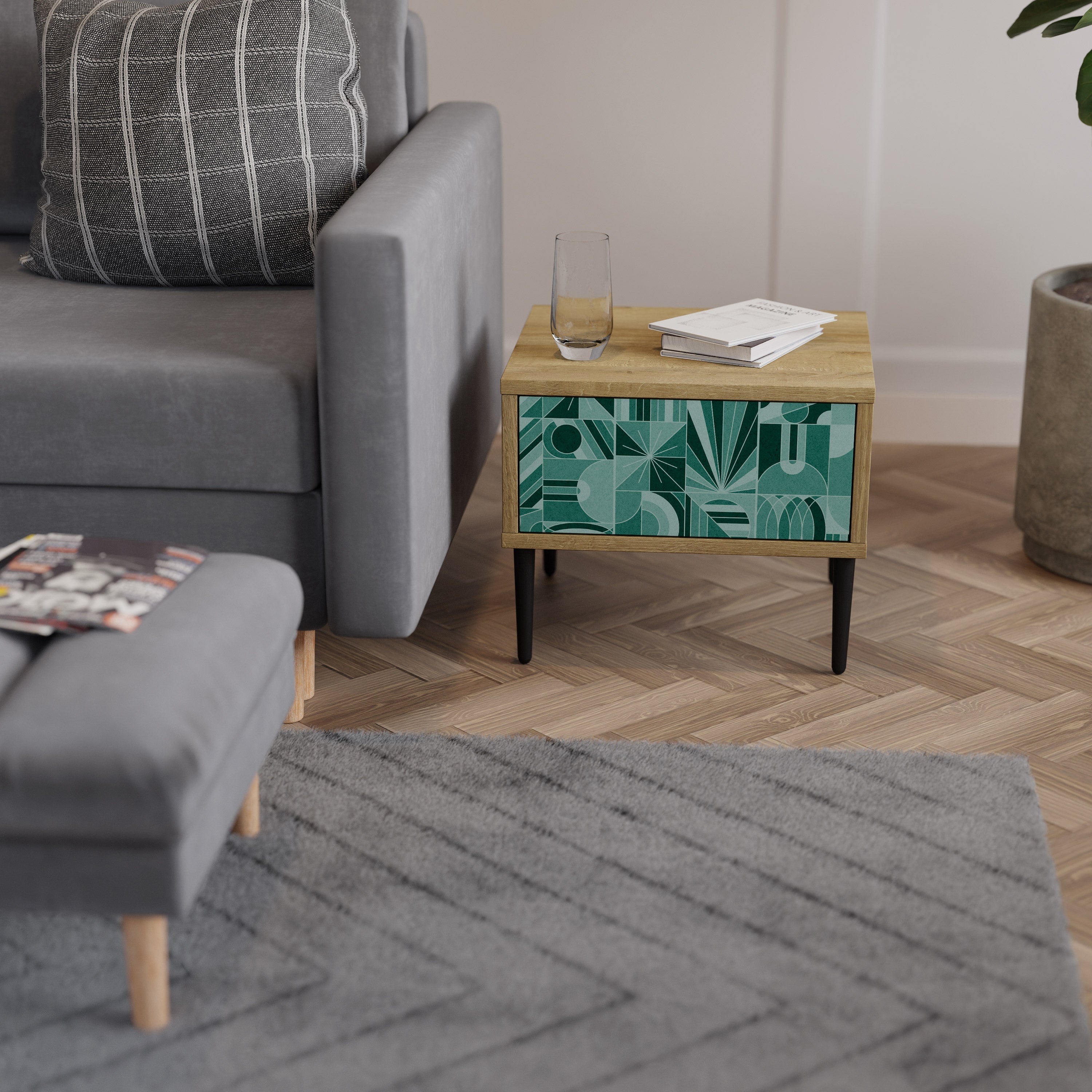 HARMONIC GRID Nachttisch in Eichenoptik