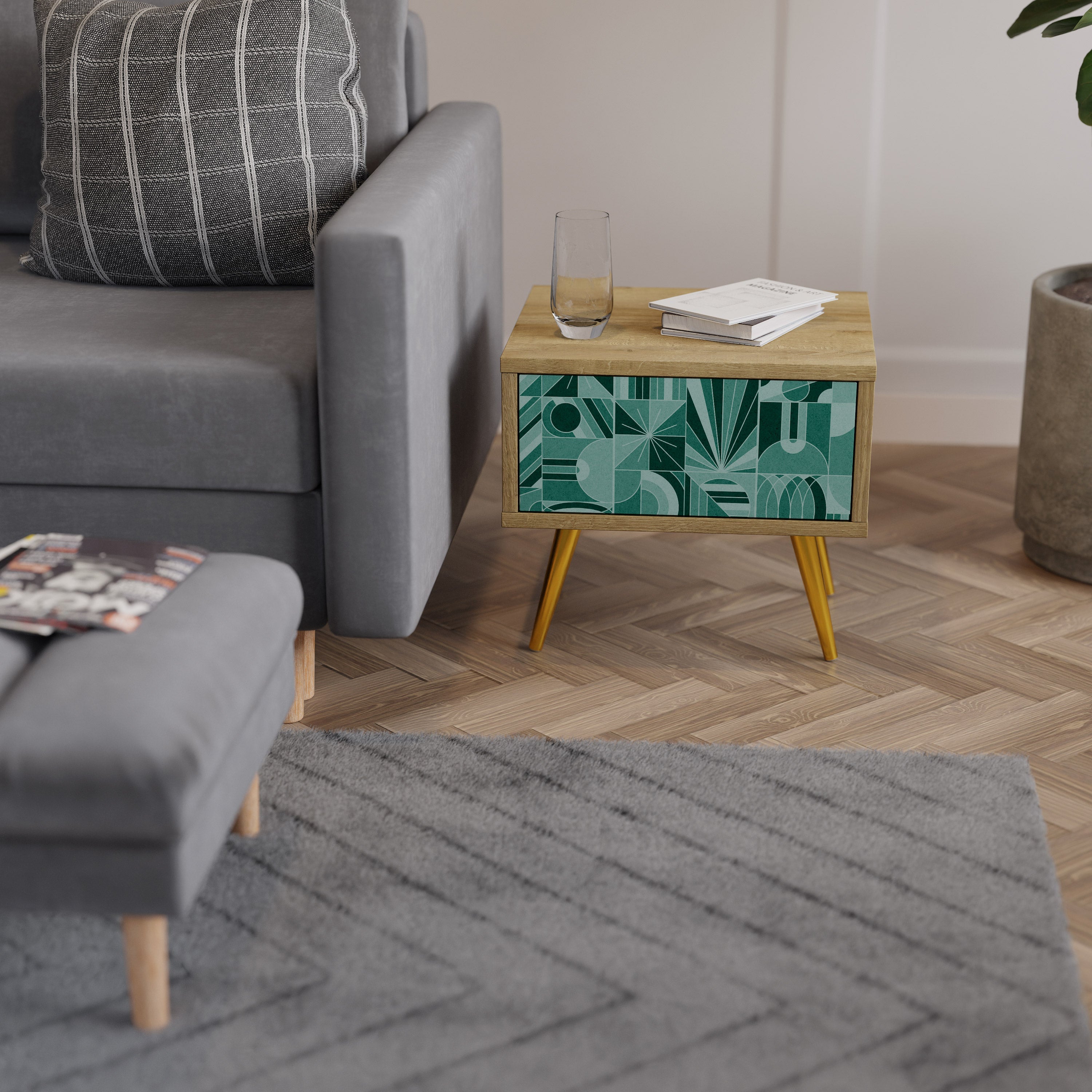 HARMONIC GRID Nachttisch in Eichenoptik
