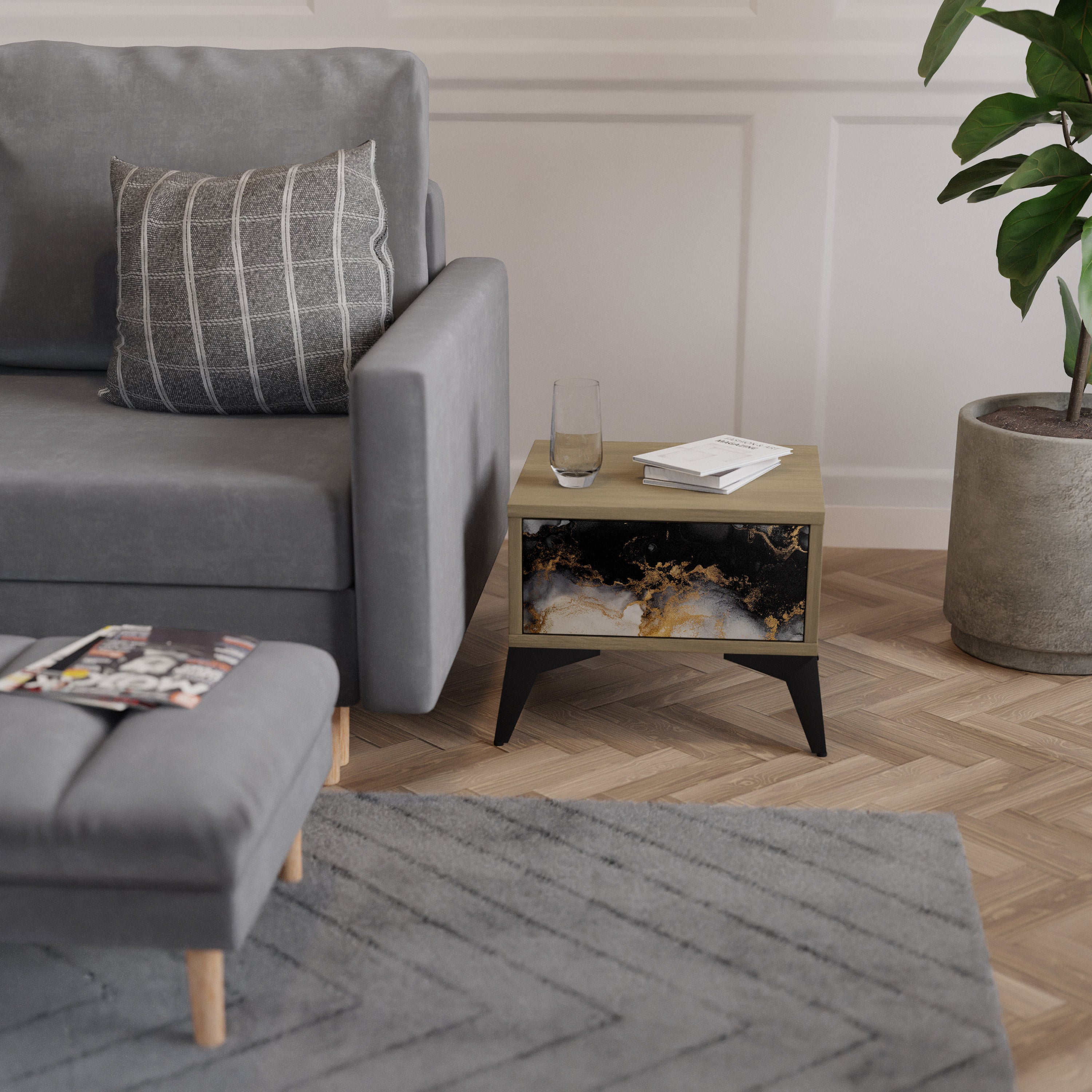MARBLE OF TOMMORROW Nachttisch in Eichenoptik