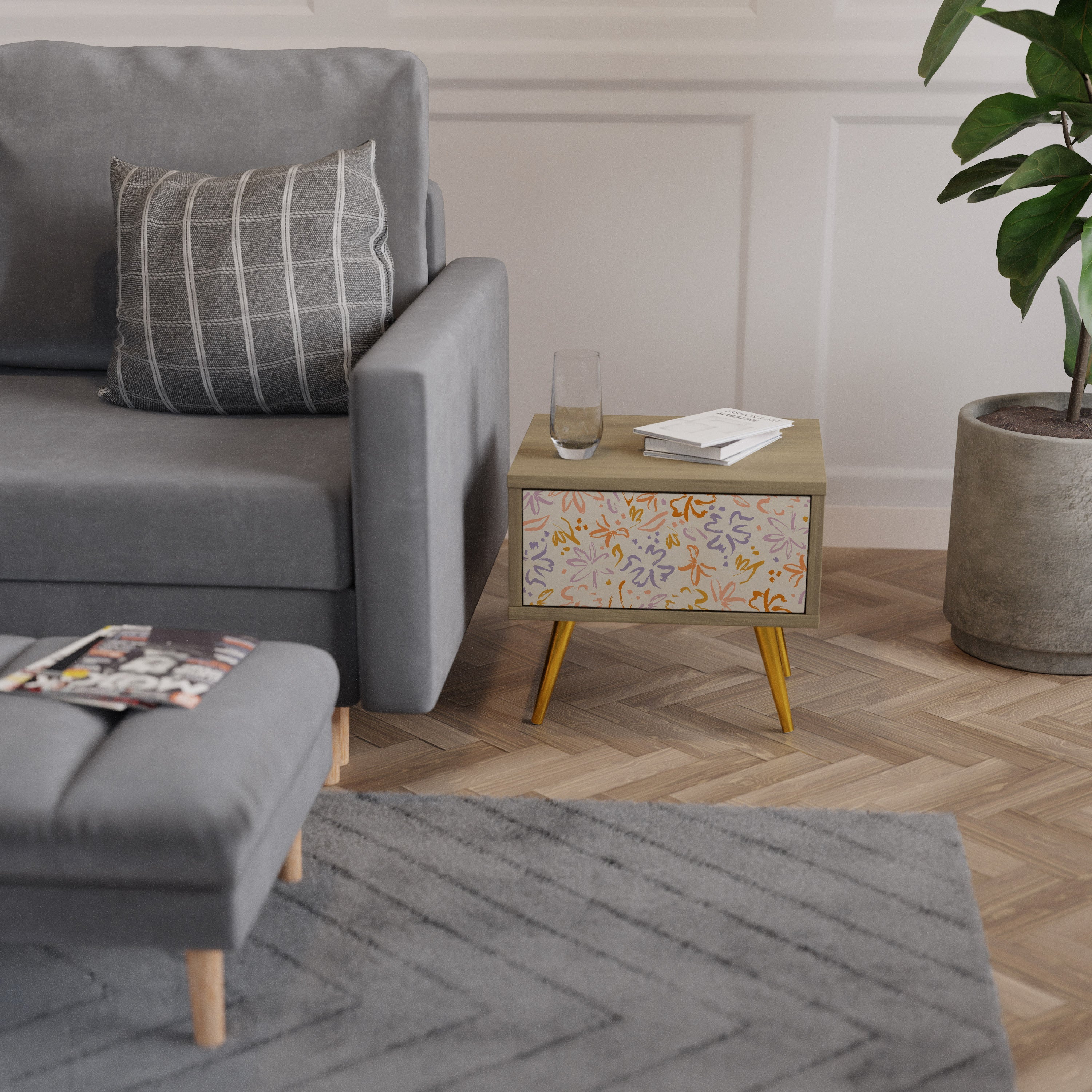 SPRING WHIMSY Nachttisch in Eichenoptik